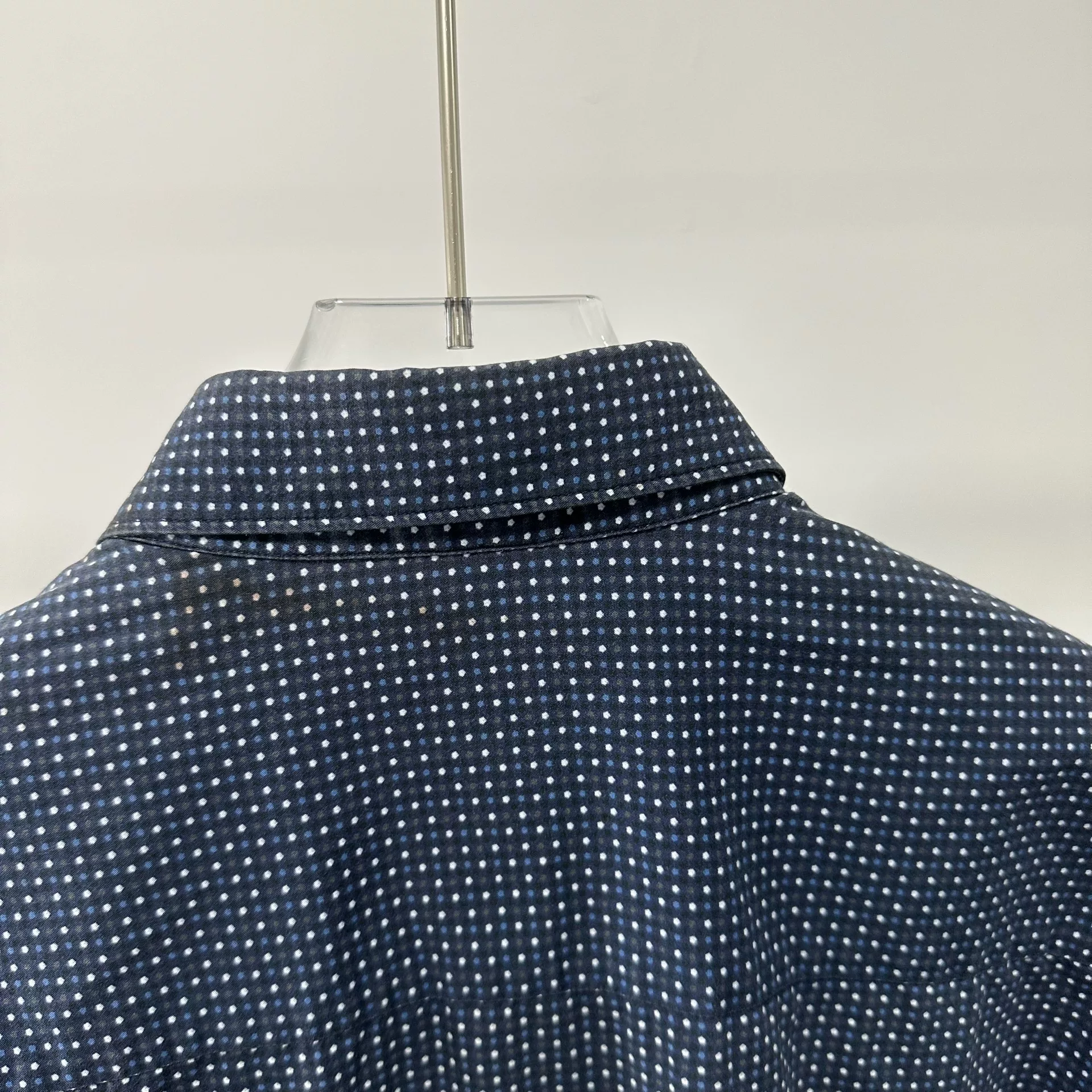 Z Zegna Dark Blue Polka Dot Shirt — label