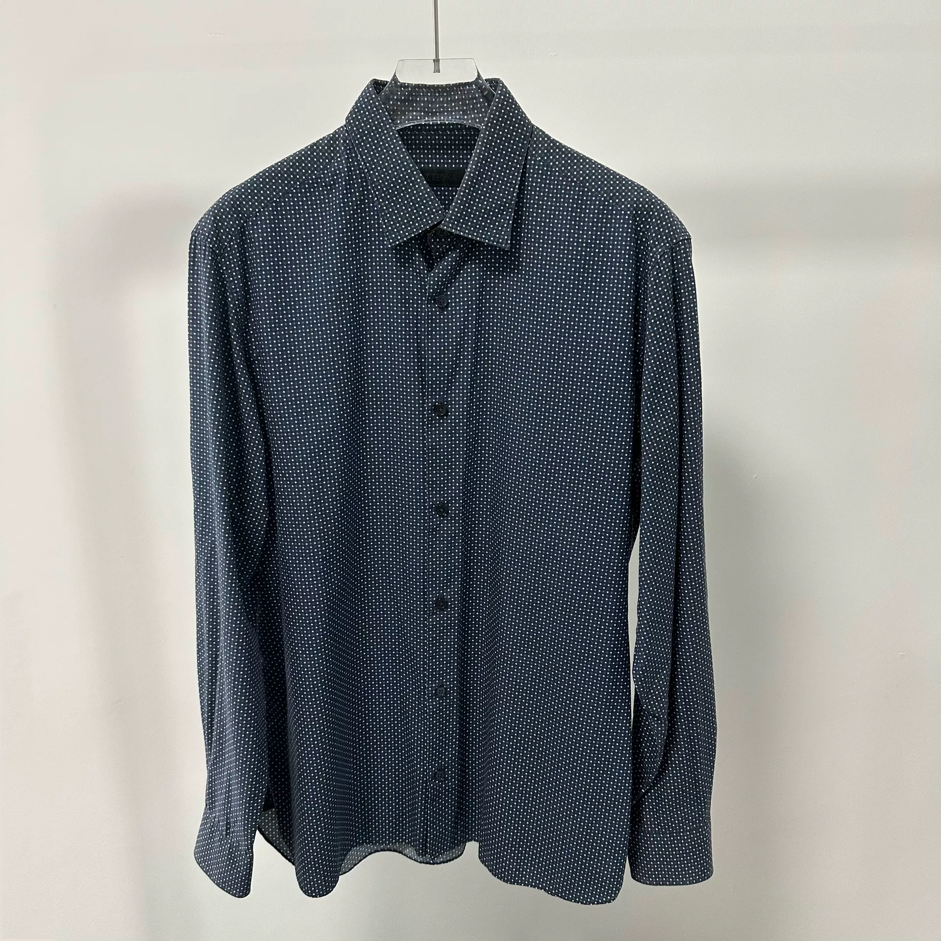Z Zegna Dark Blue Polka Dot Shirt