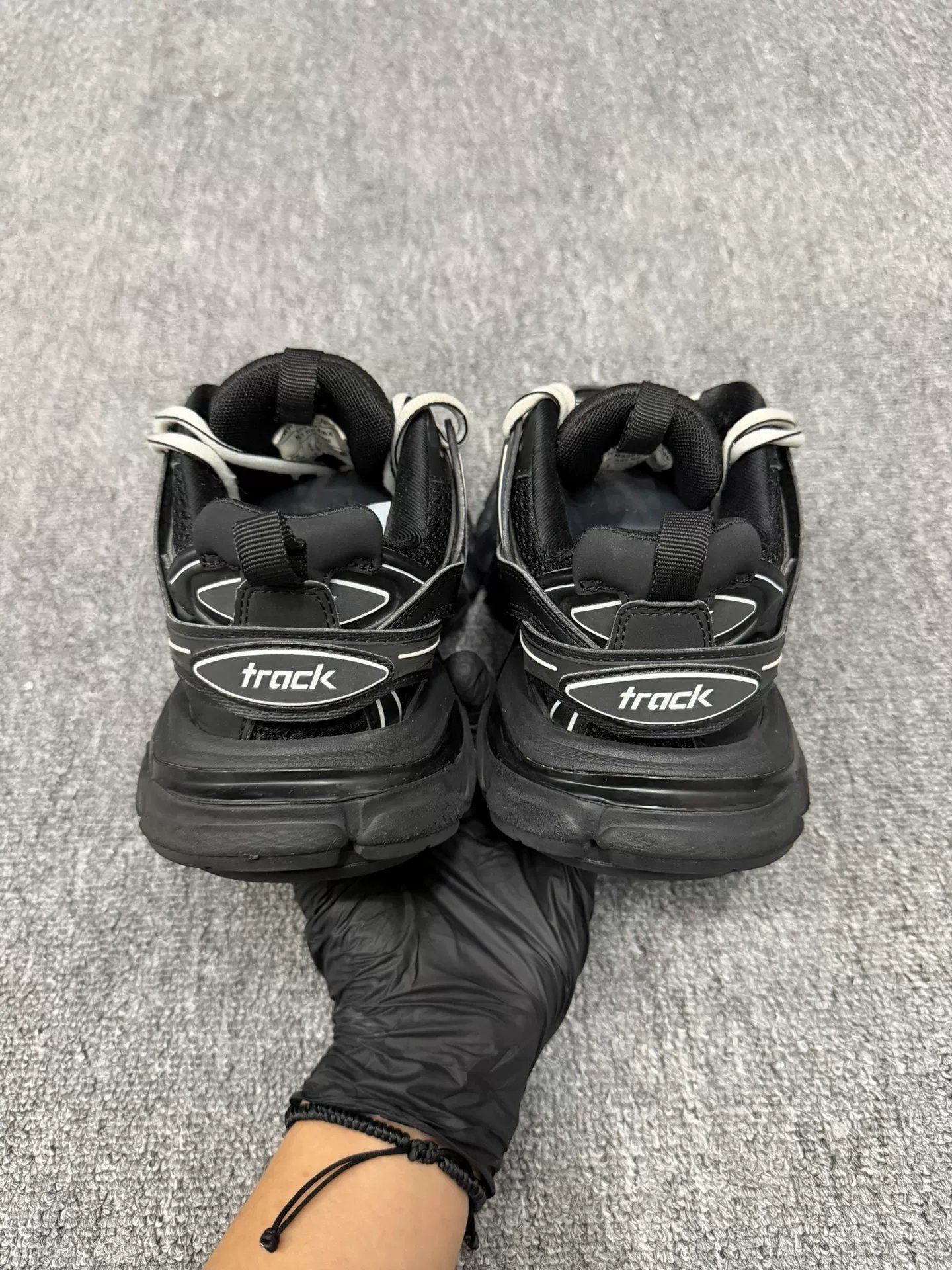 Balenciaga Track Black White Dad Shoes — label