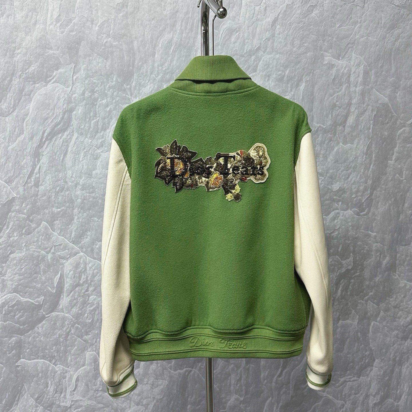 DIOR Tears Rhinestone Embroidered Baseball Jacket — back