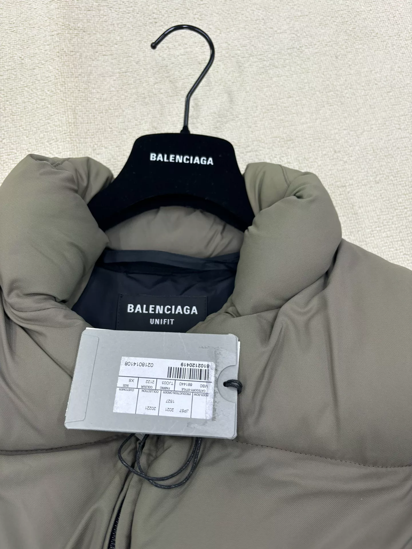 Balenciaga Olive Green Puffer Jacket — detail
