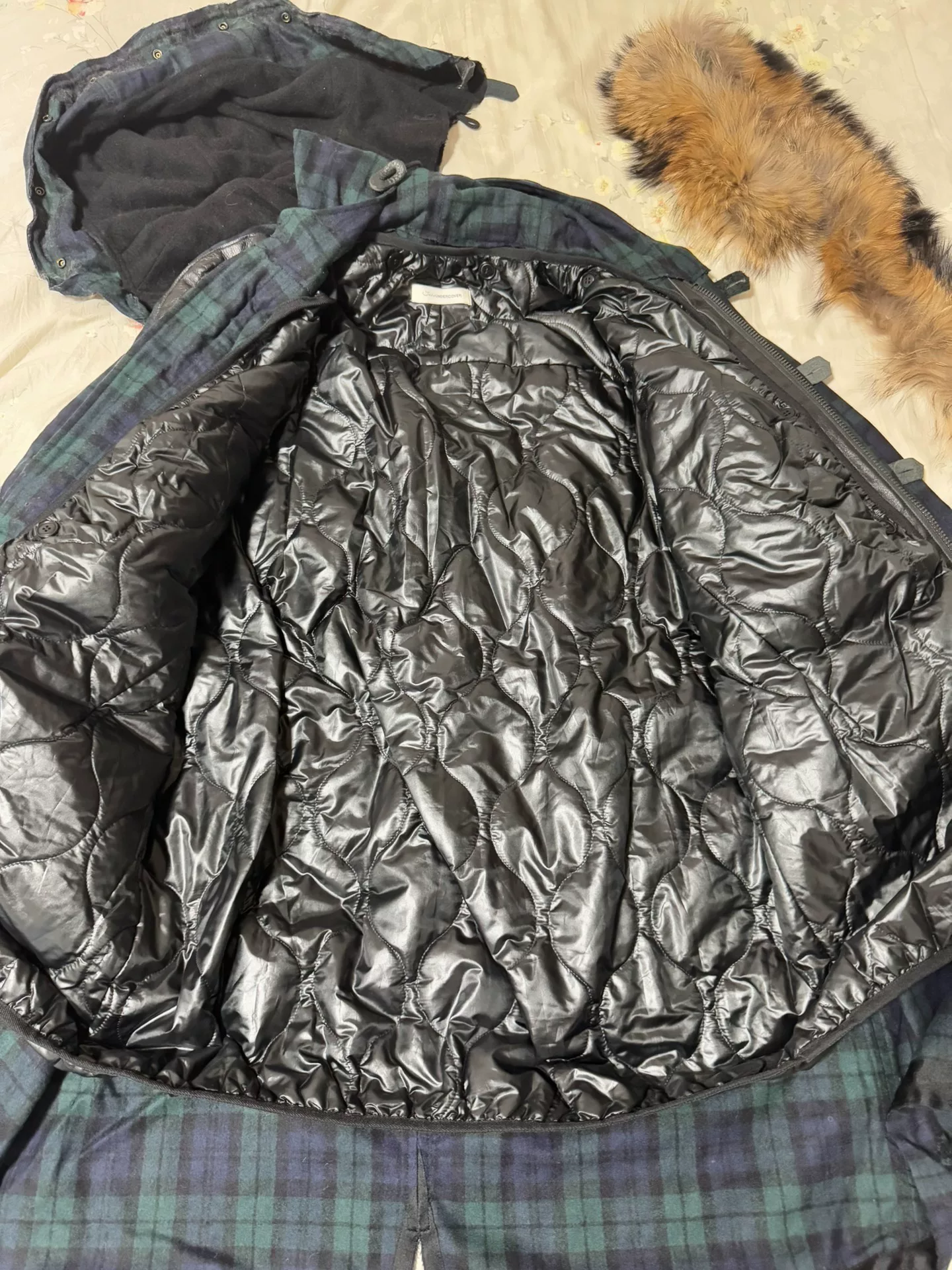 Undercover Wool Down Long Coat — detail
