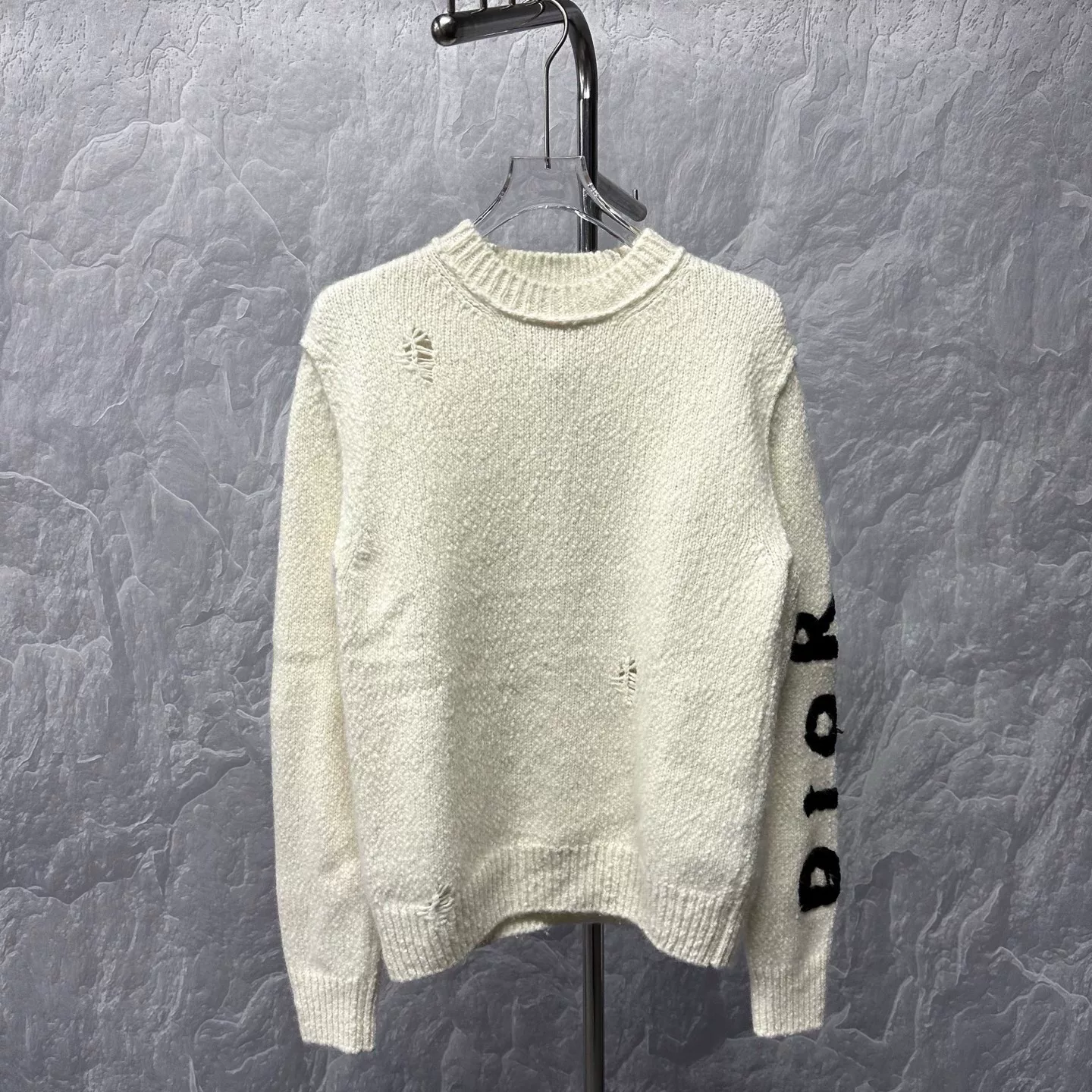 Dior SS24 Dinosaur Knit Distressed Sweater — front