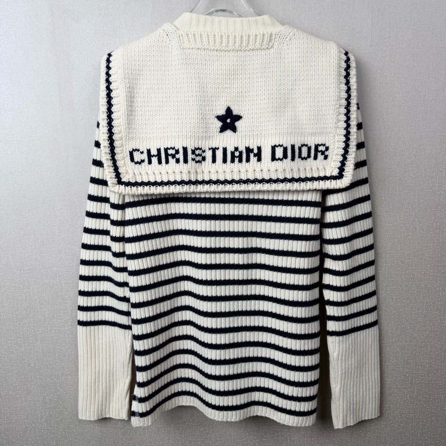 Dior Striped Navy Collar Wool Sweater