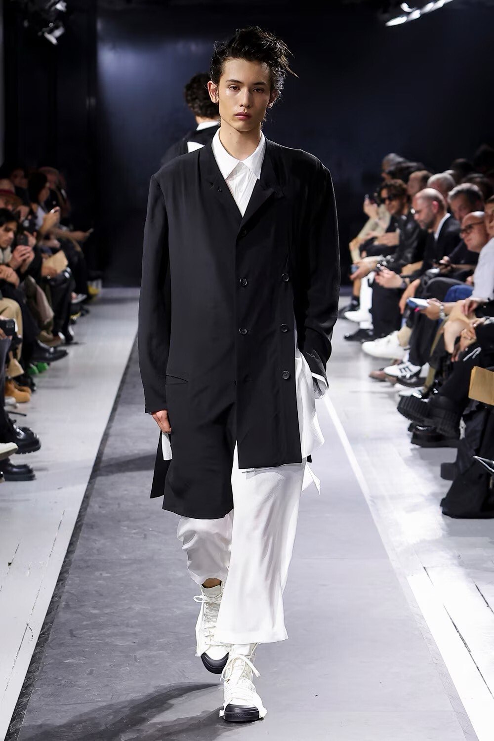 Yohji Yamamoto 25SS Asymmetric Long Coat — front