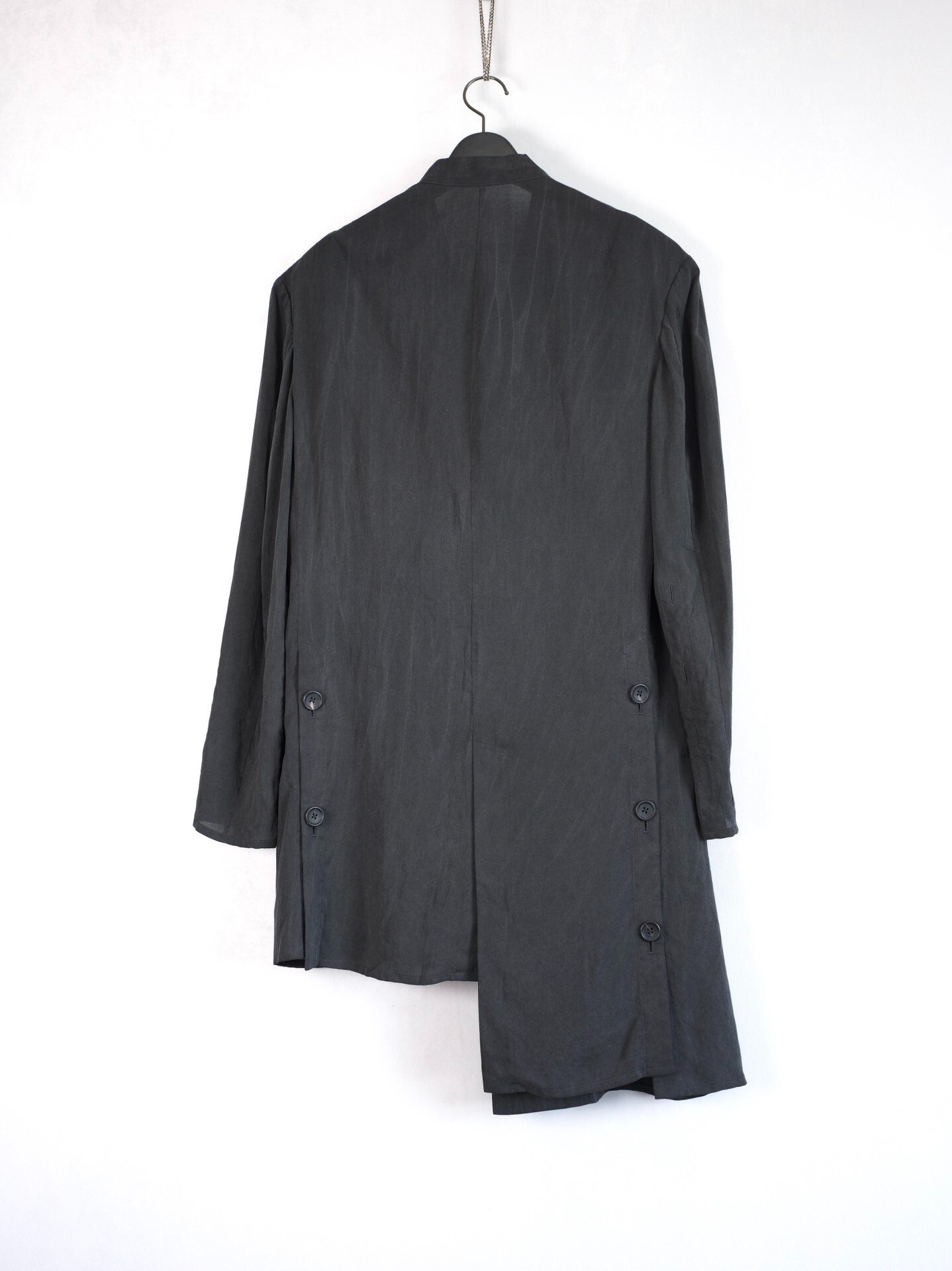 Yohji Yamamoto 25SS Asymmetric Long Coat — detail