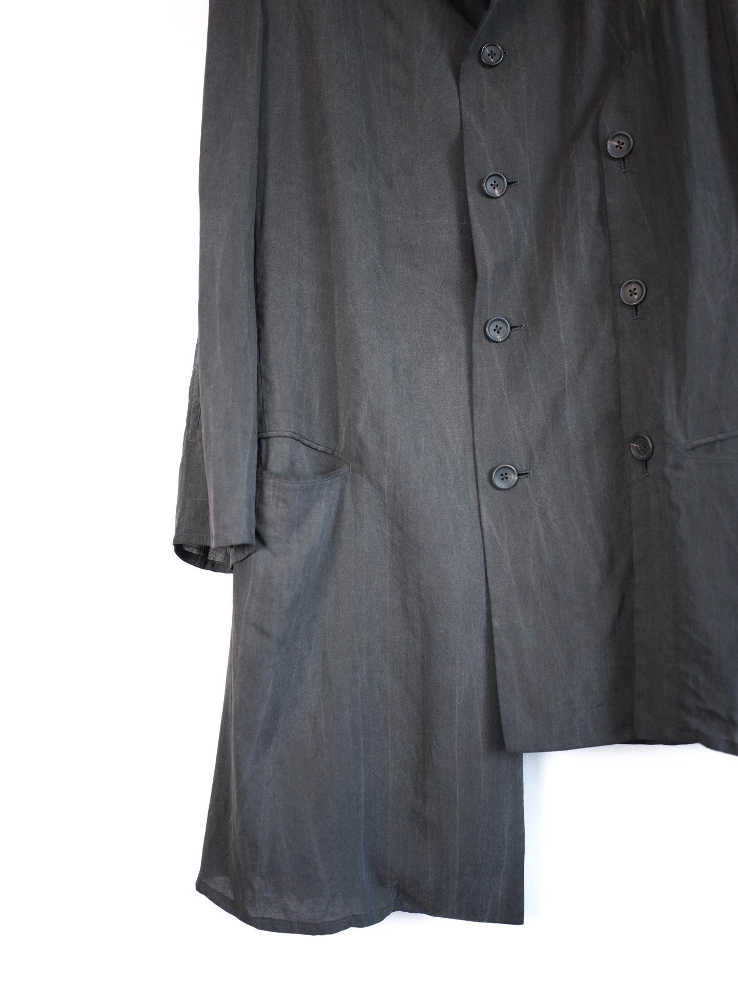 Yohji Yamamoto 25SS Asymmetric Long Coat — label
