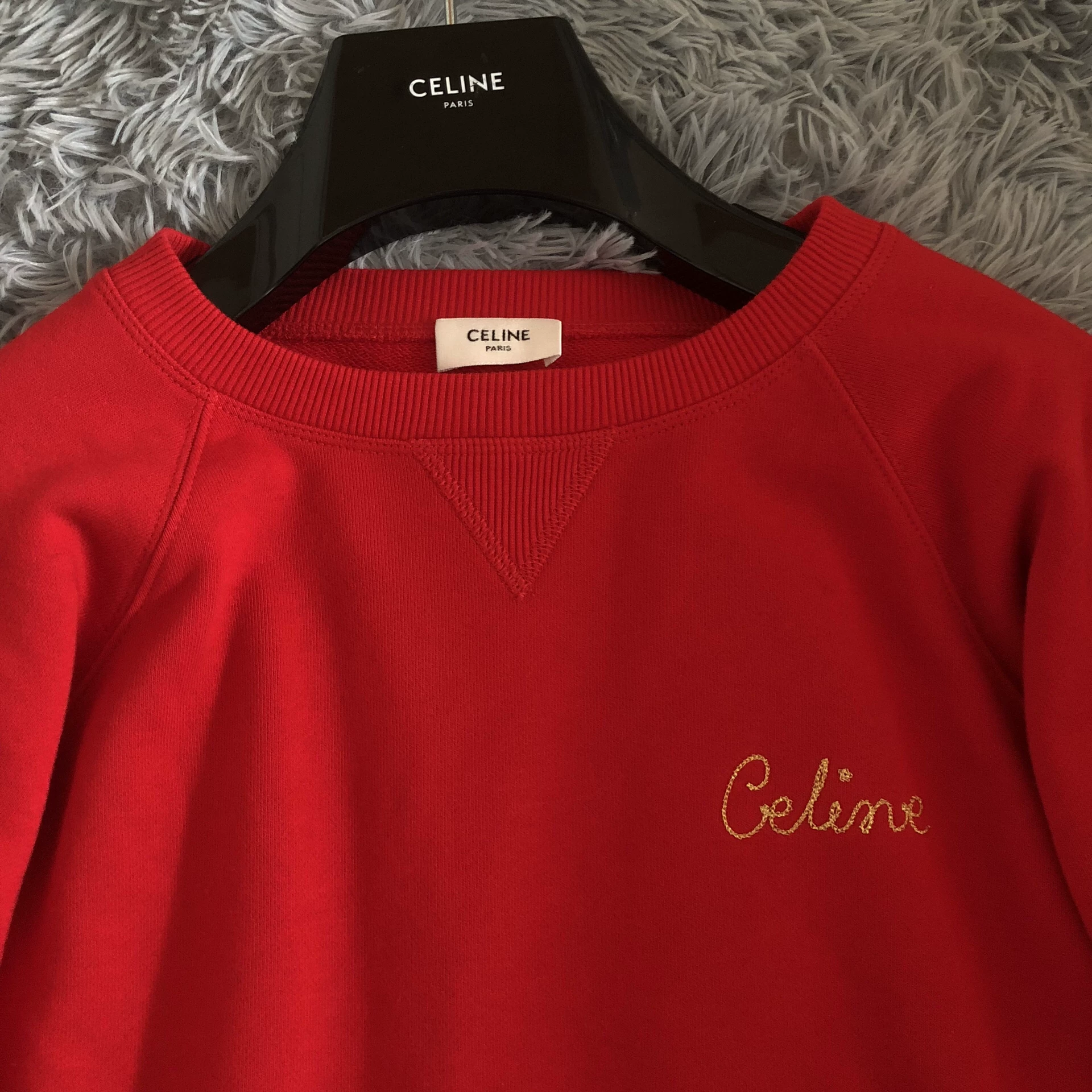 Celine Gold Logo Red Sweatshirt — front