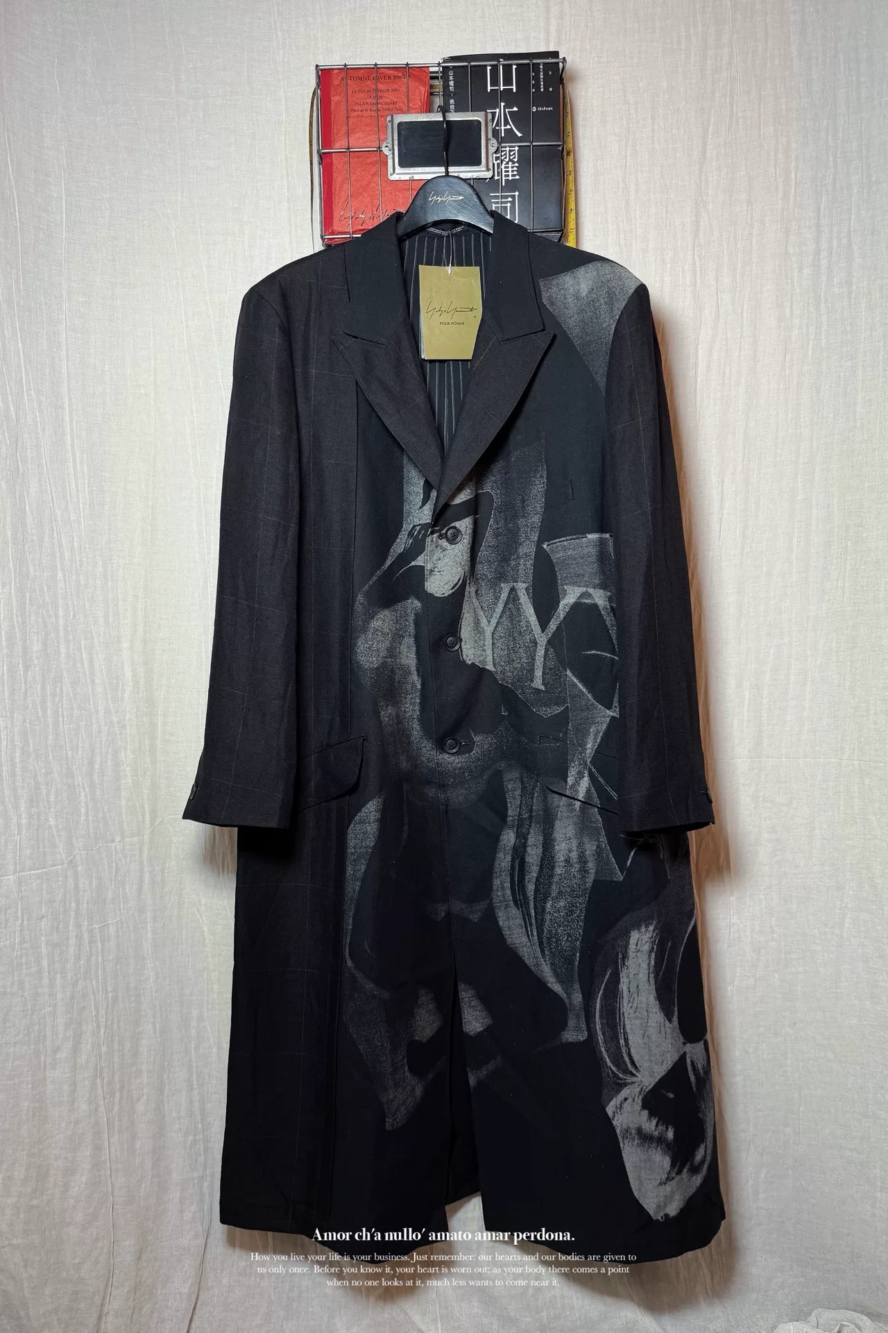 Yohji Yamamoto 23SS Linen Graffiti Coat — detail