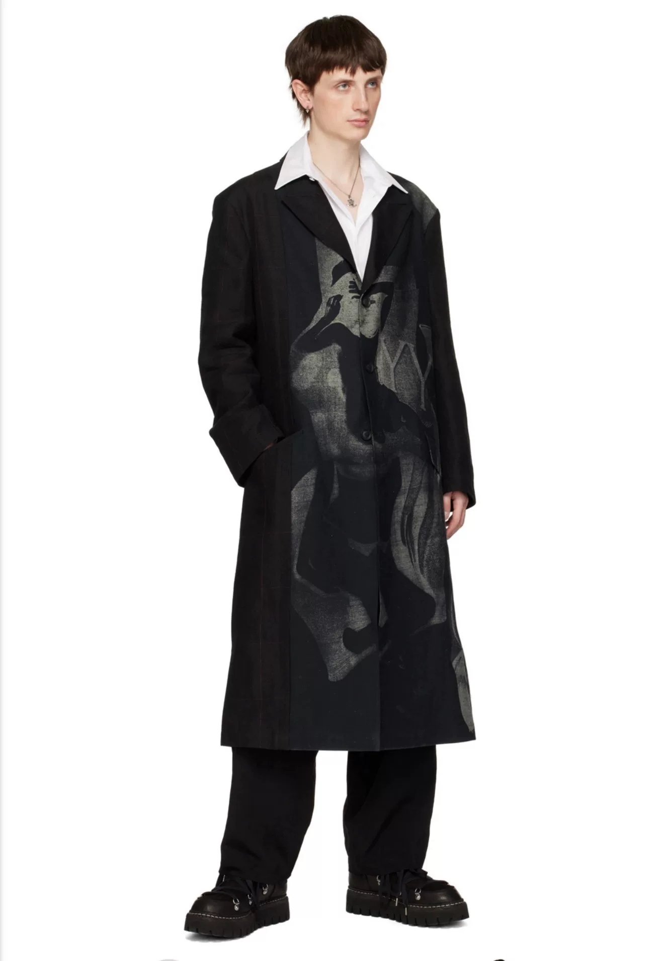 Yohji Yamamoto 23SS Linen Graffiti Coat — front