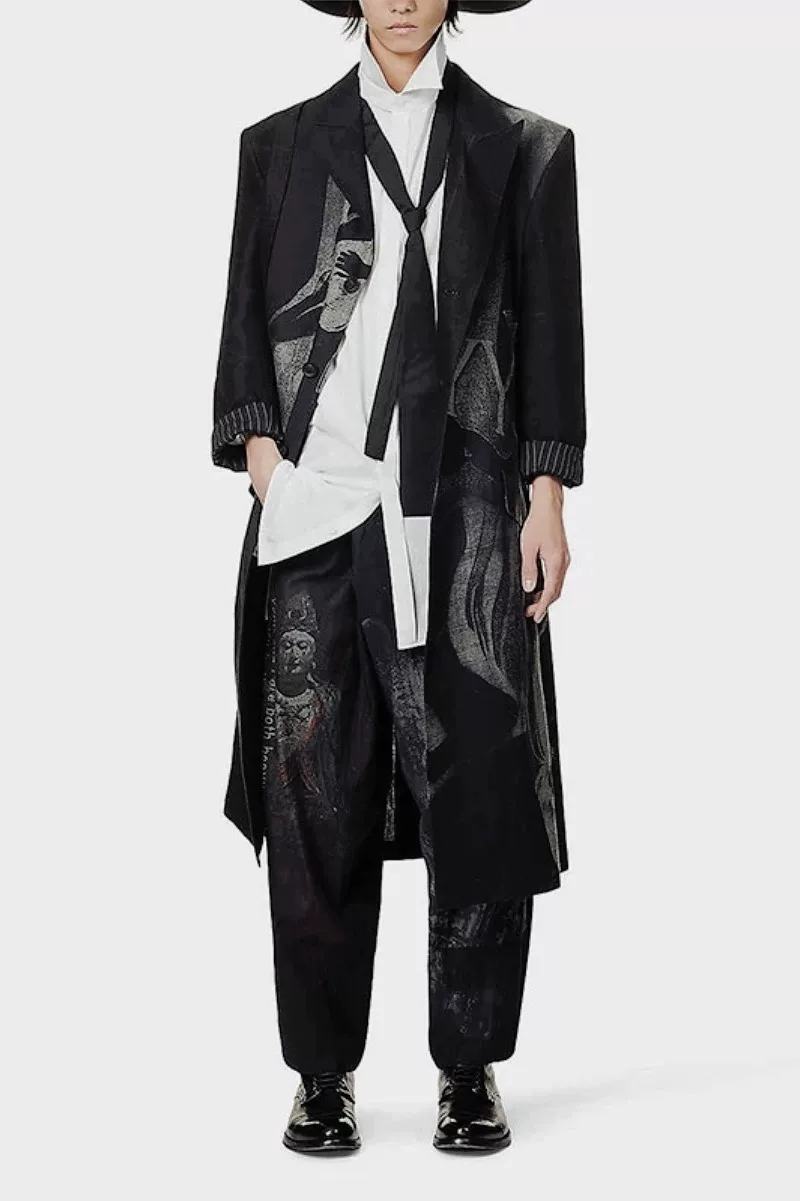 Yohji Yamamoto 23SS Linen Graffiti Coat — back