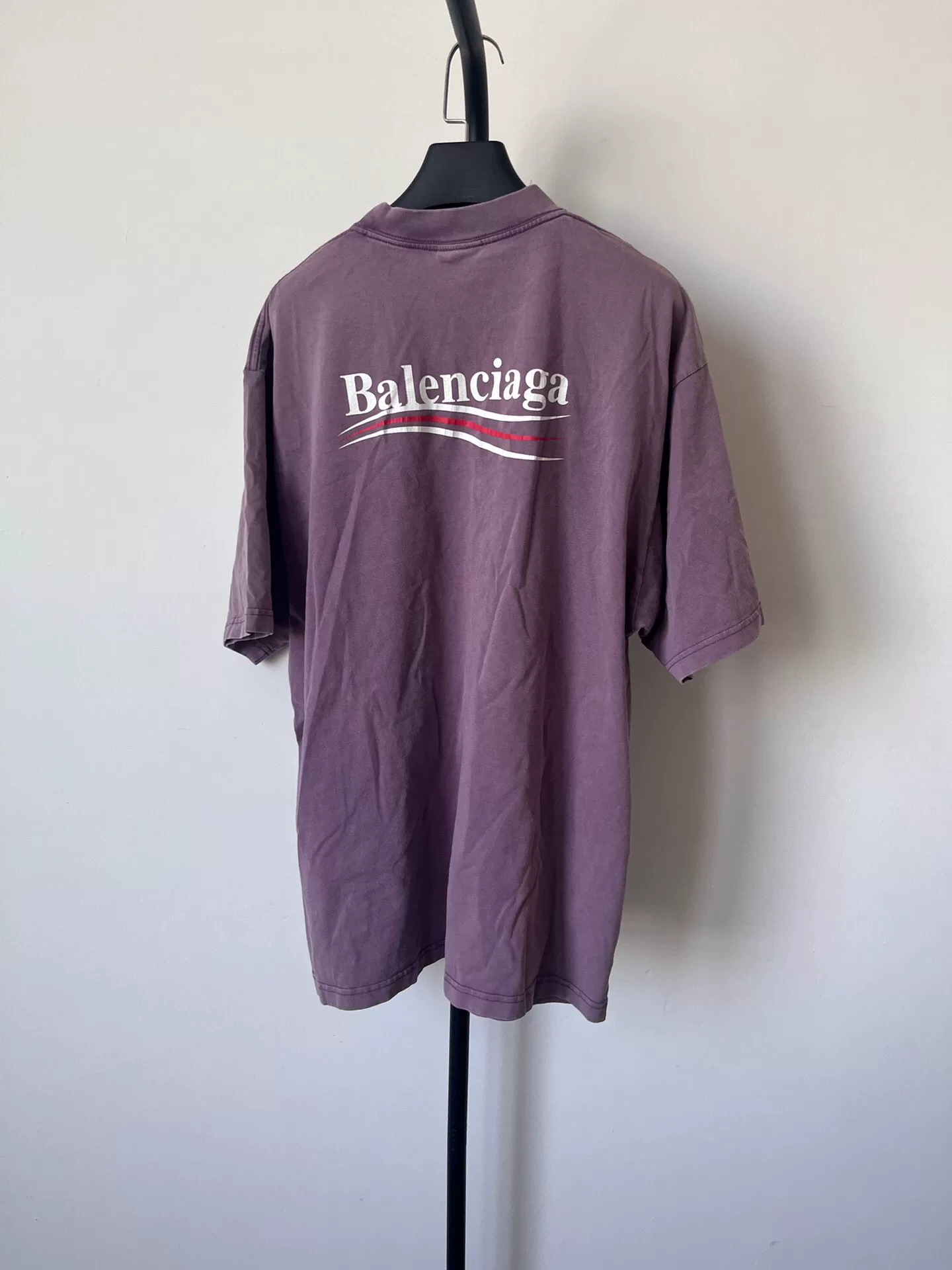 Balenciaga Purple Crew Neck Logo T-shirt — front