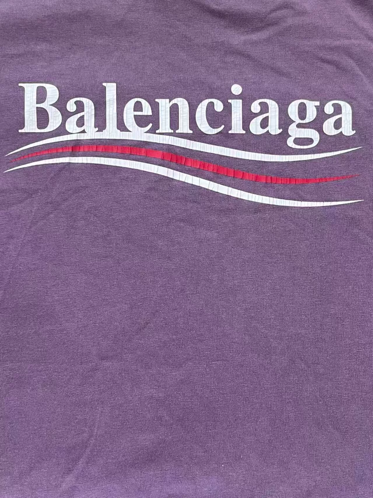 Balenciaga Purple Crew Neck Logo T-shirt — detail