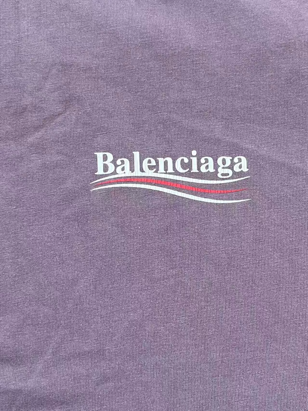 Balenciaga Purple Crew Neck Logo T-shirt — back