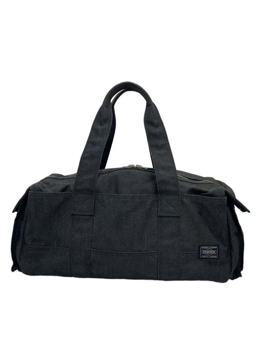 PORTER Black-Gray Canvas Boston Bag
