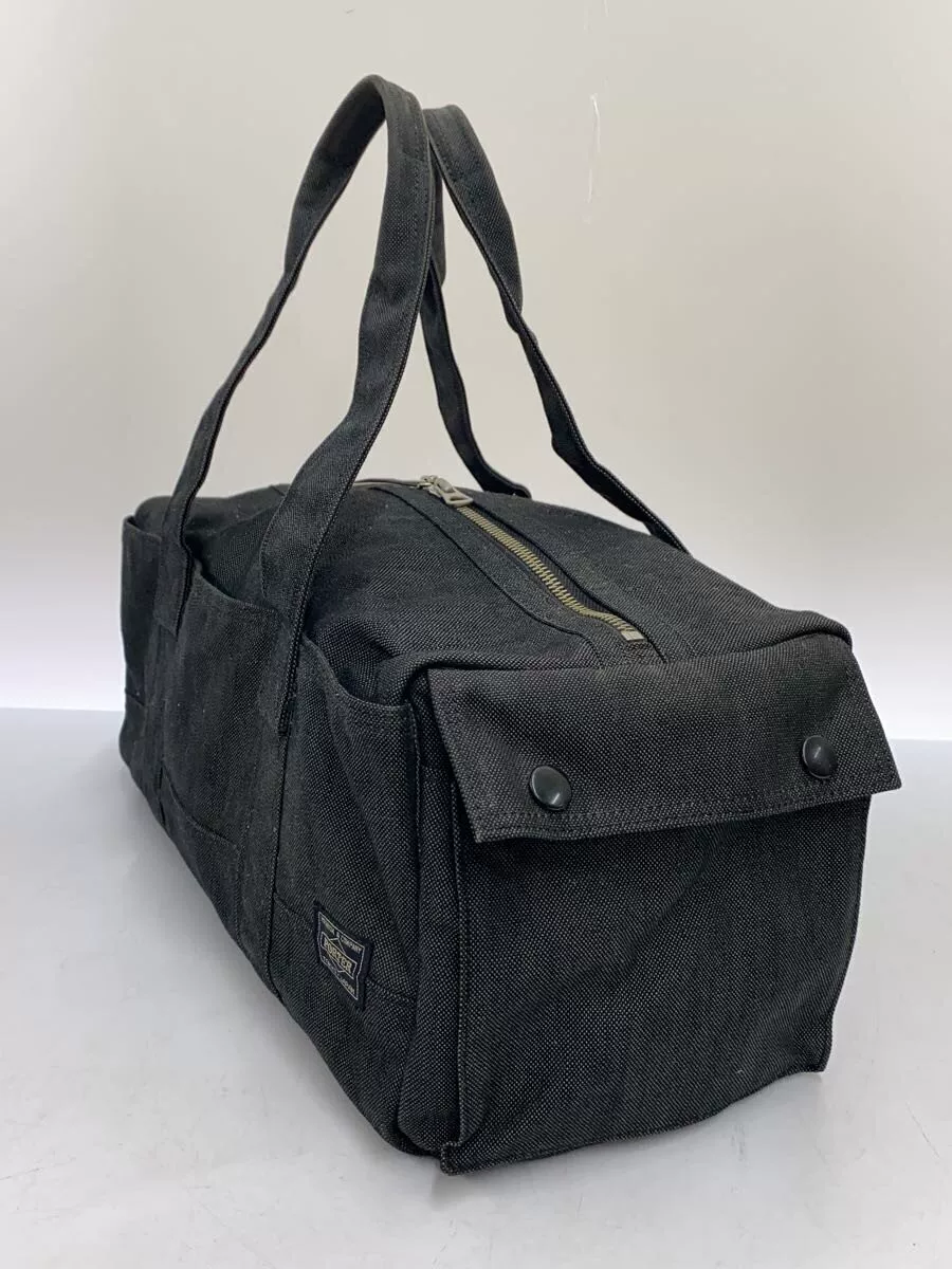 PORTER Black-Gray Canvas Boston Bag — front