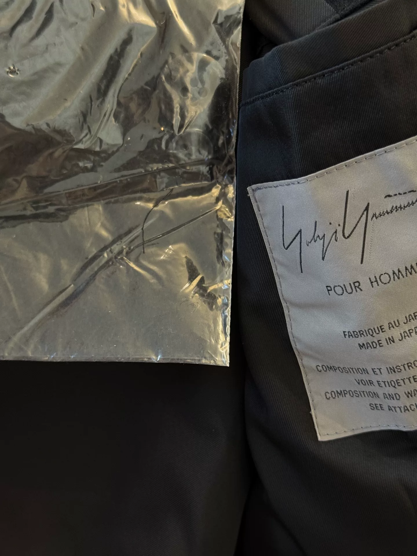 Yohji Yamamoto 92AW Gold Embroidery Suit — label