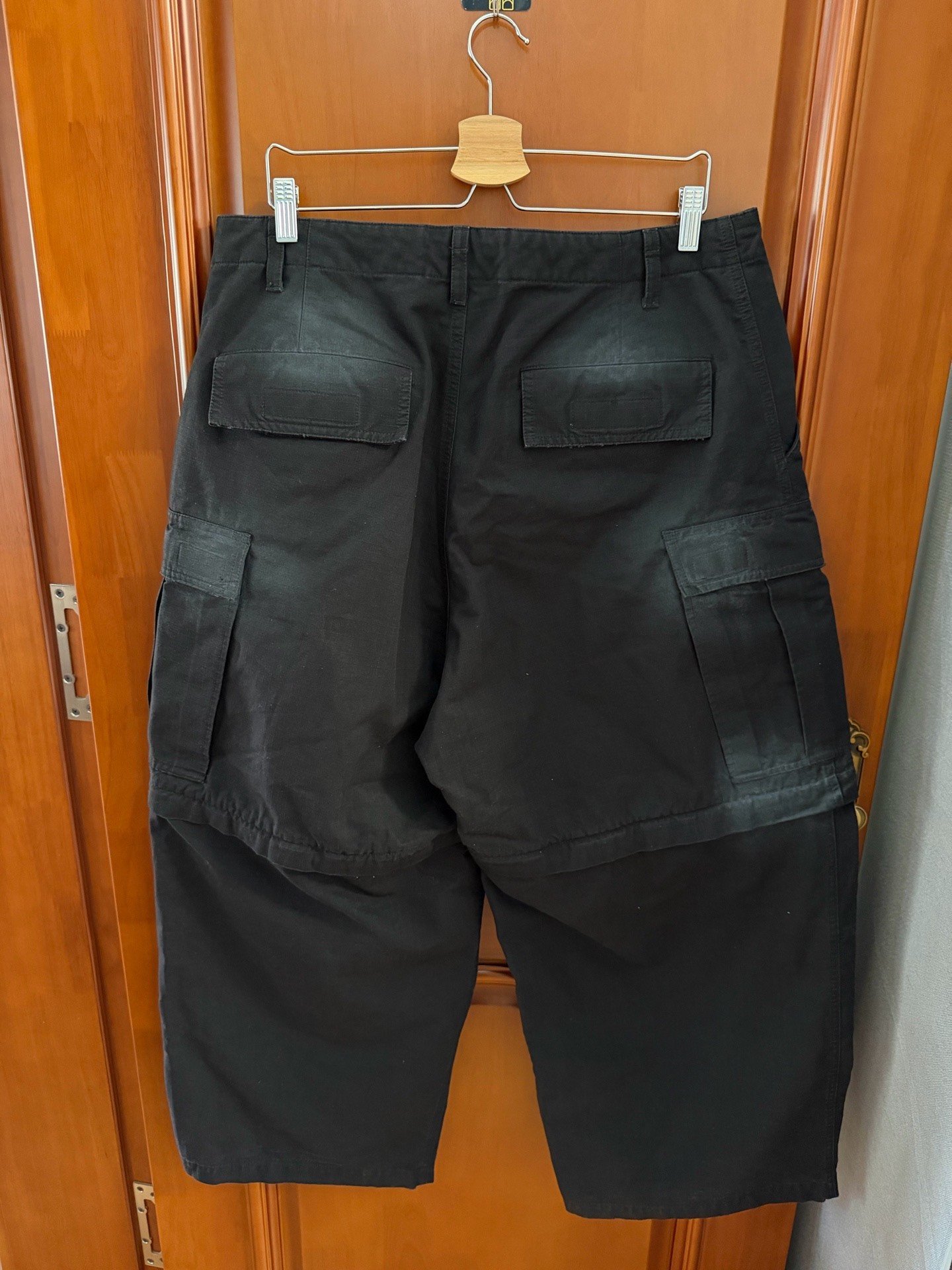 Balenciaga Washed Distressed Cargo Shorts — front