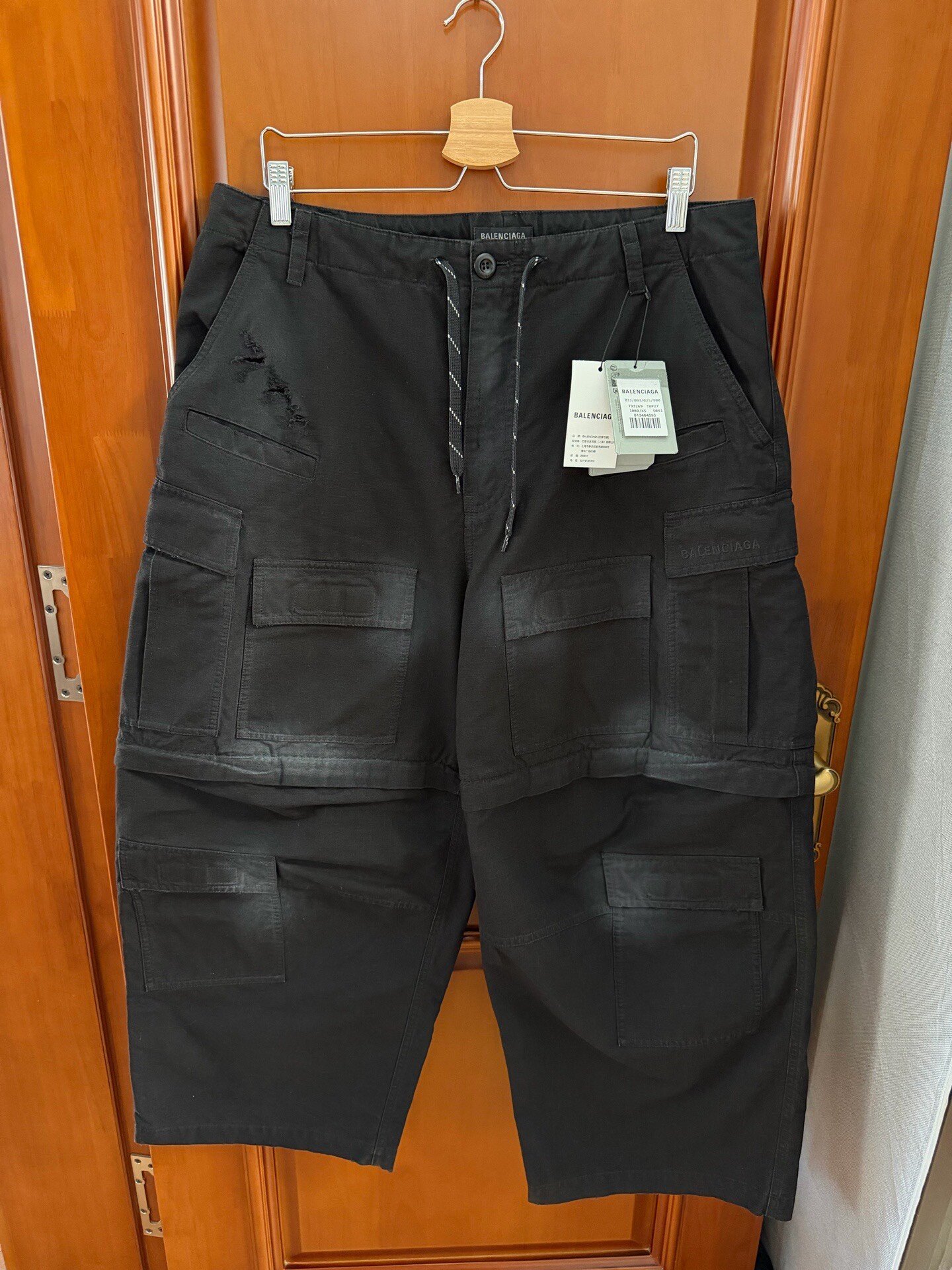 Balenciaga Washed Distressed Cargo Shorts