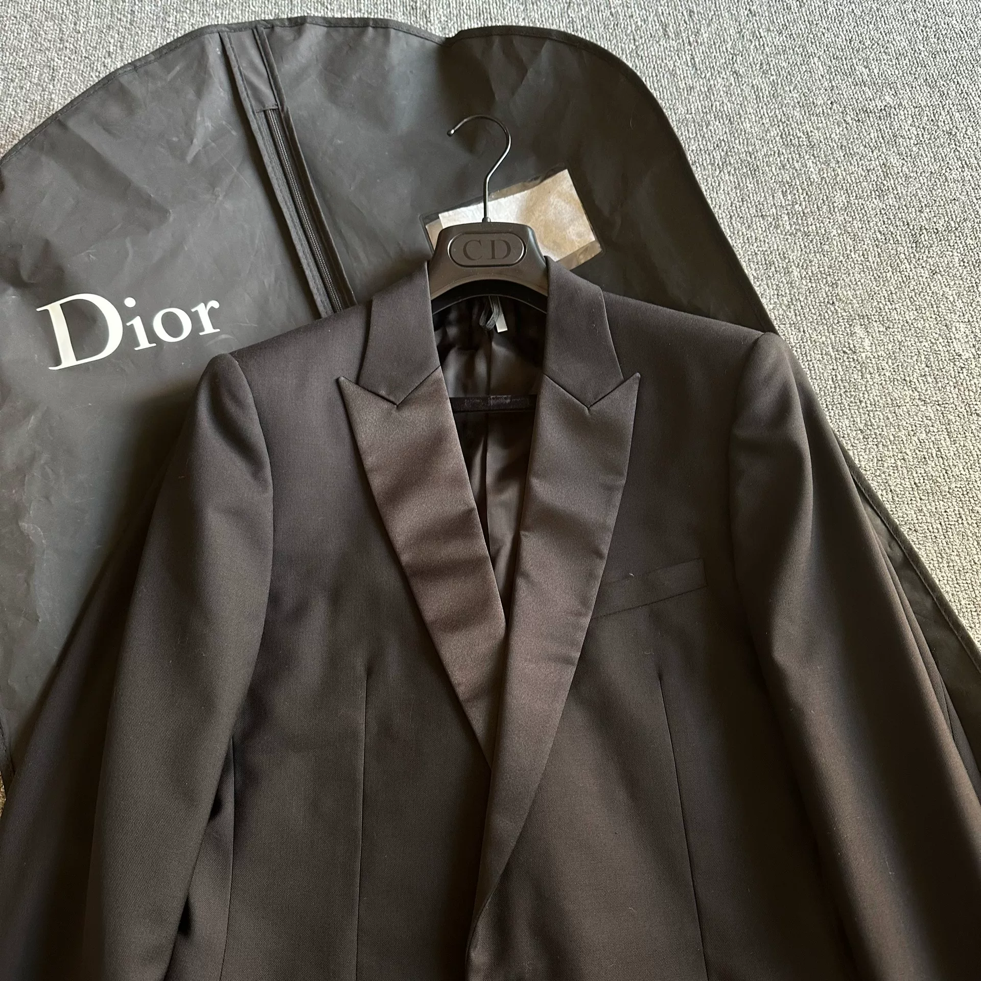 Dior Gun Lapel Silk Smoking Suit — front