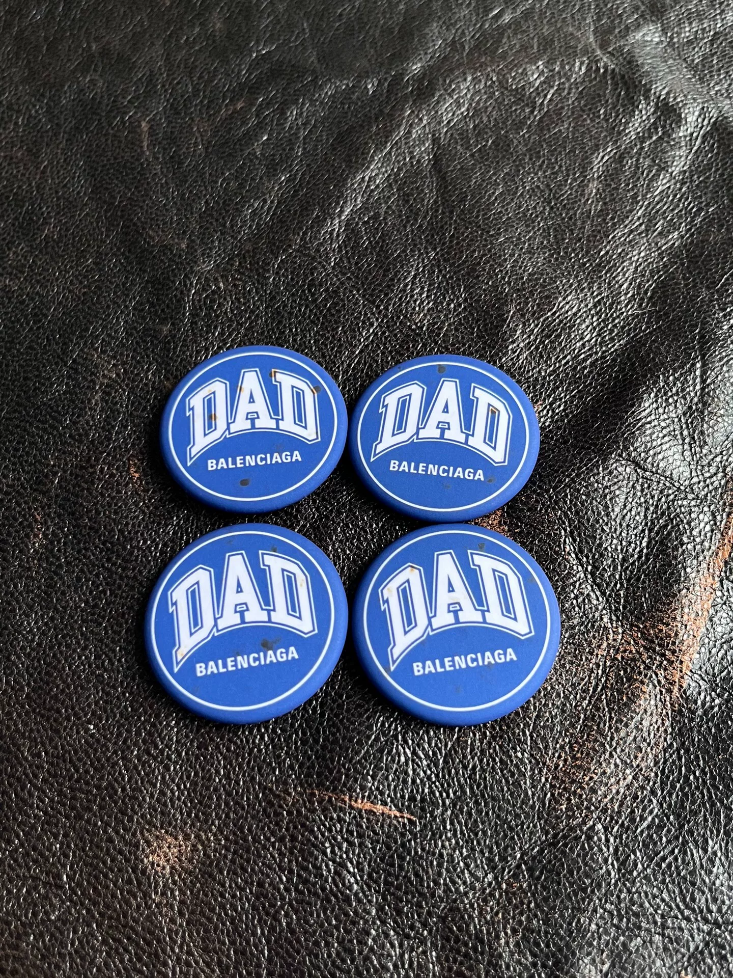 Balenciaga DAD Letter Circular Badge Pins — front