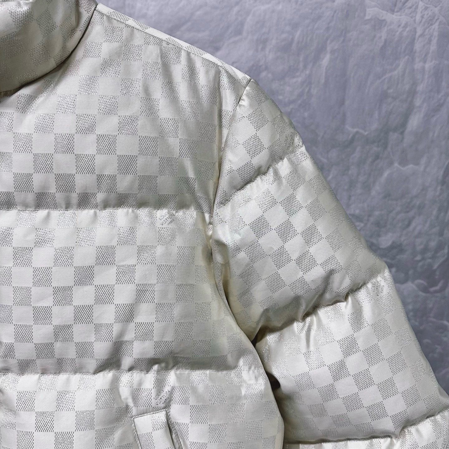 Louis Vuitton Damier Silver Down Jacket — detail