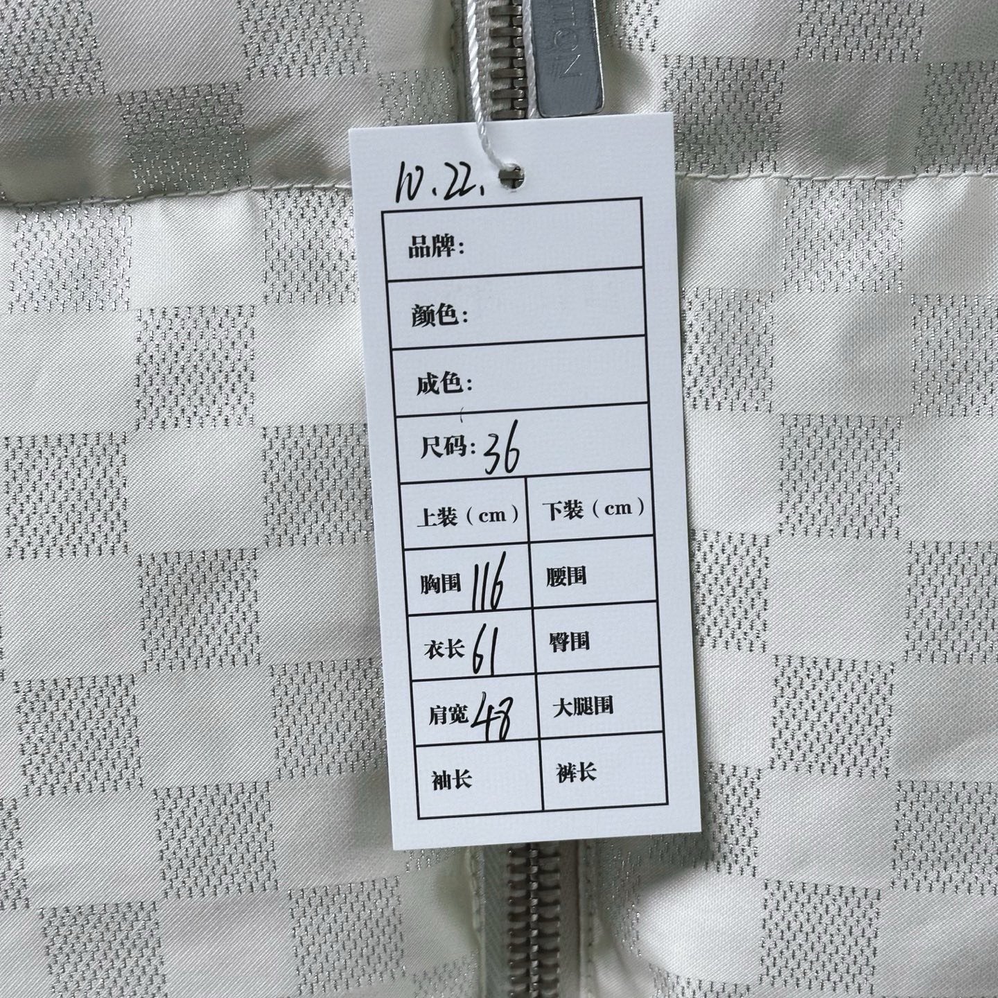 Louis Vuitton Damier Silver Down Jacket — label