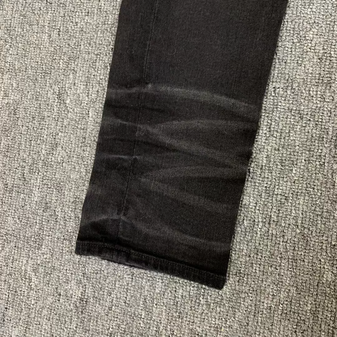 Amiri Black Distressed Knee Jeans — back