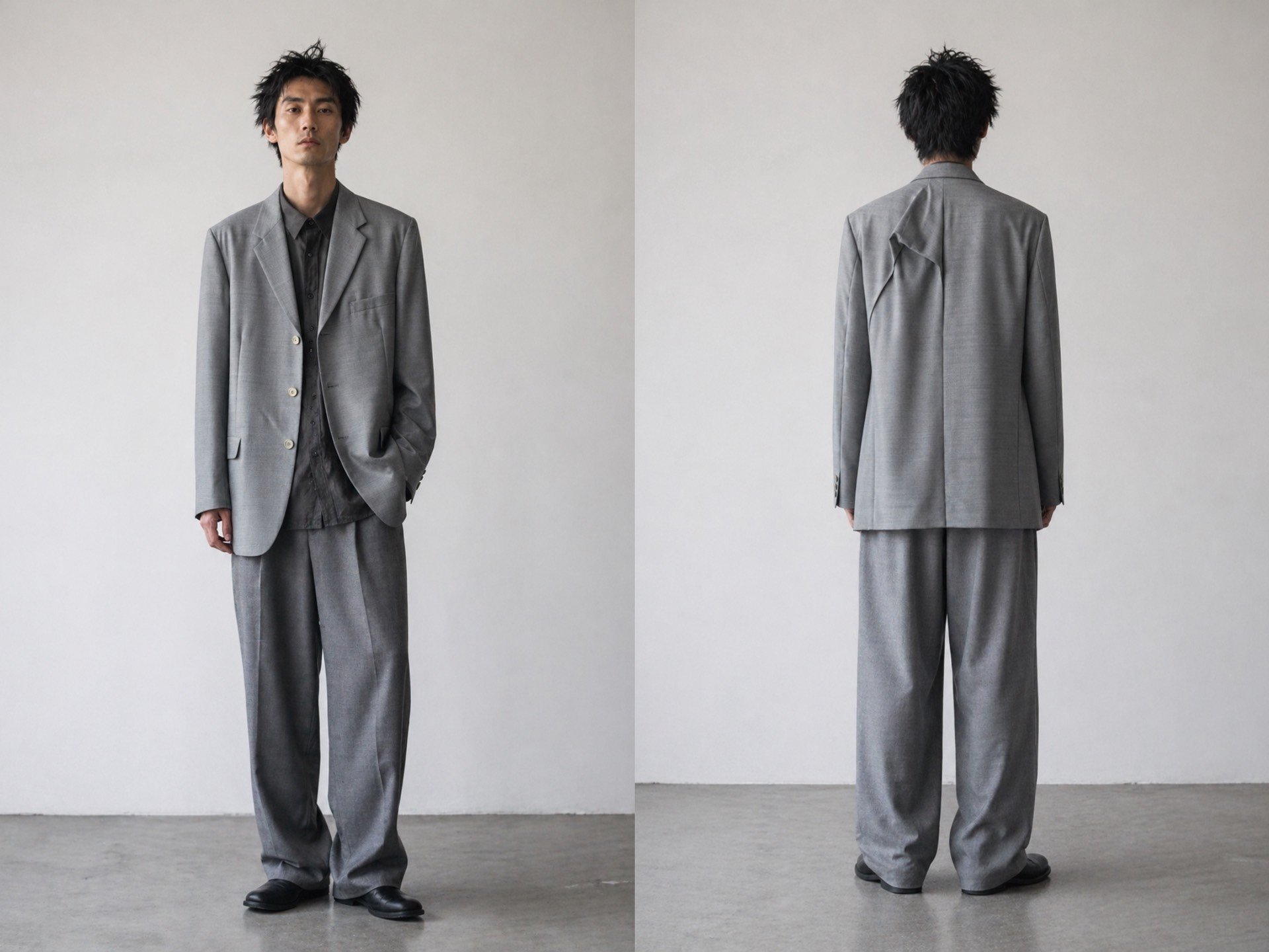 Yohji Yamamoto 01SS 3D Pleated Blazer — detail