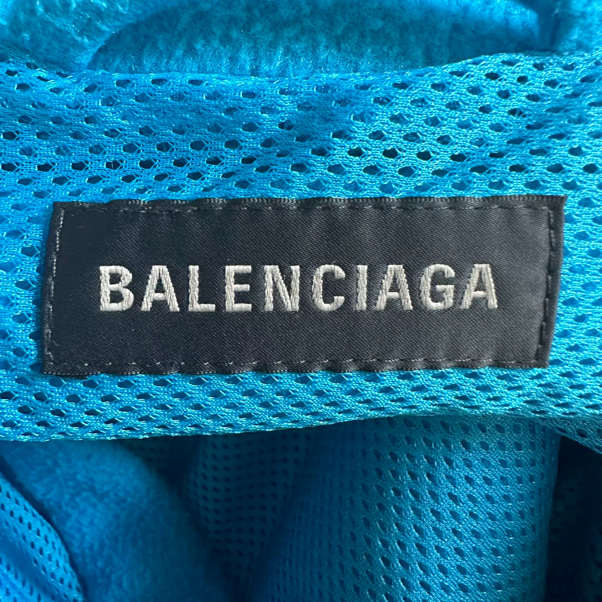 Balenciaga Blue Fleece Oversized Jacket — label