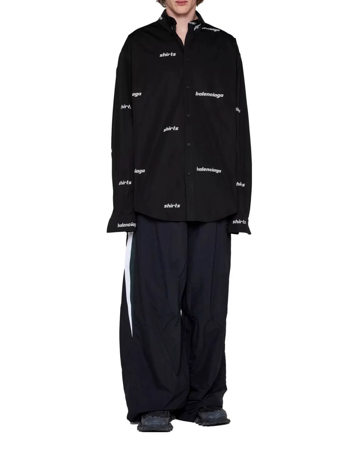 Balenciaga 23SS Slogan Logo Long-Sleeve Shirt — front