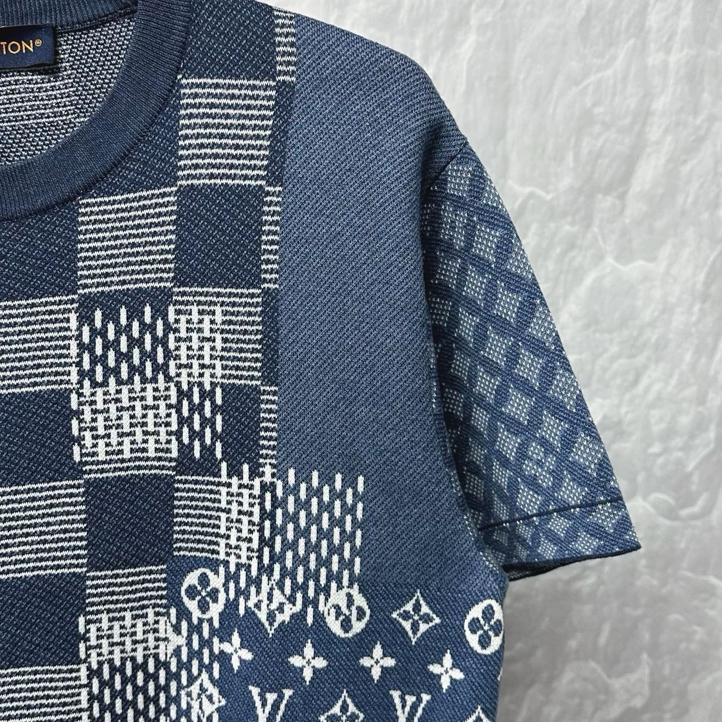 Louis Vuitton Nigo FW25 Checkerboard Knit Tee — detail