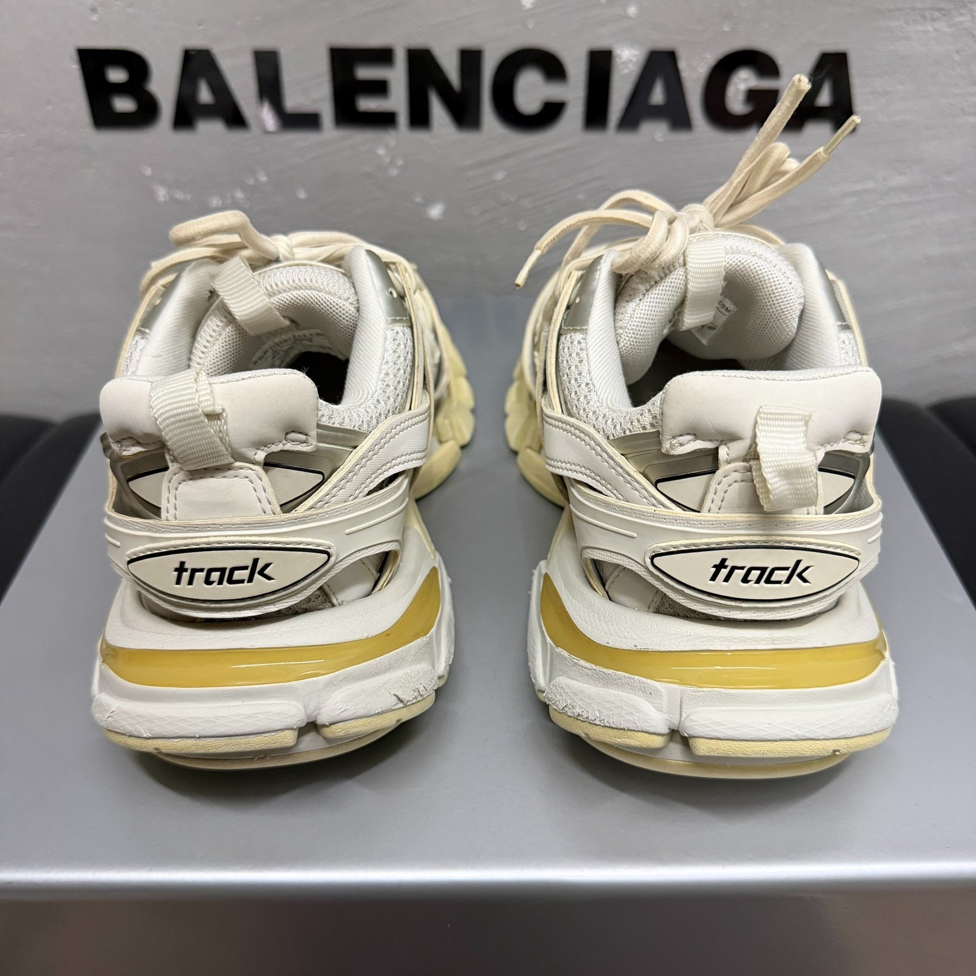 Balenciaga Track White Dad Shoes — label