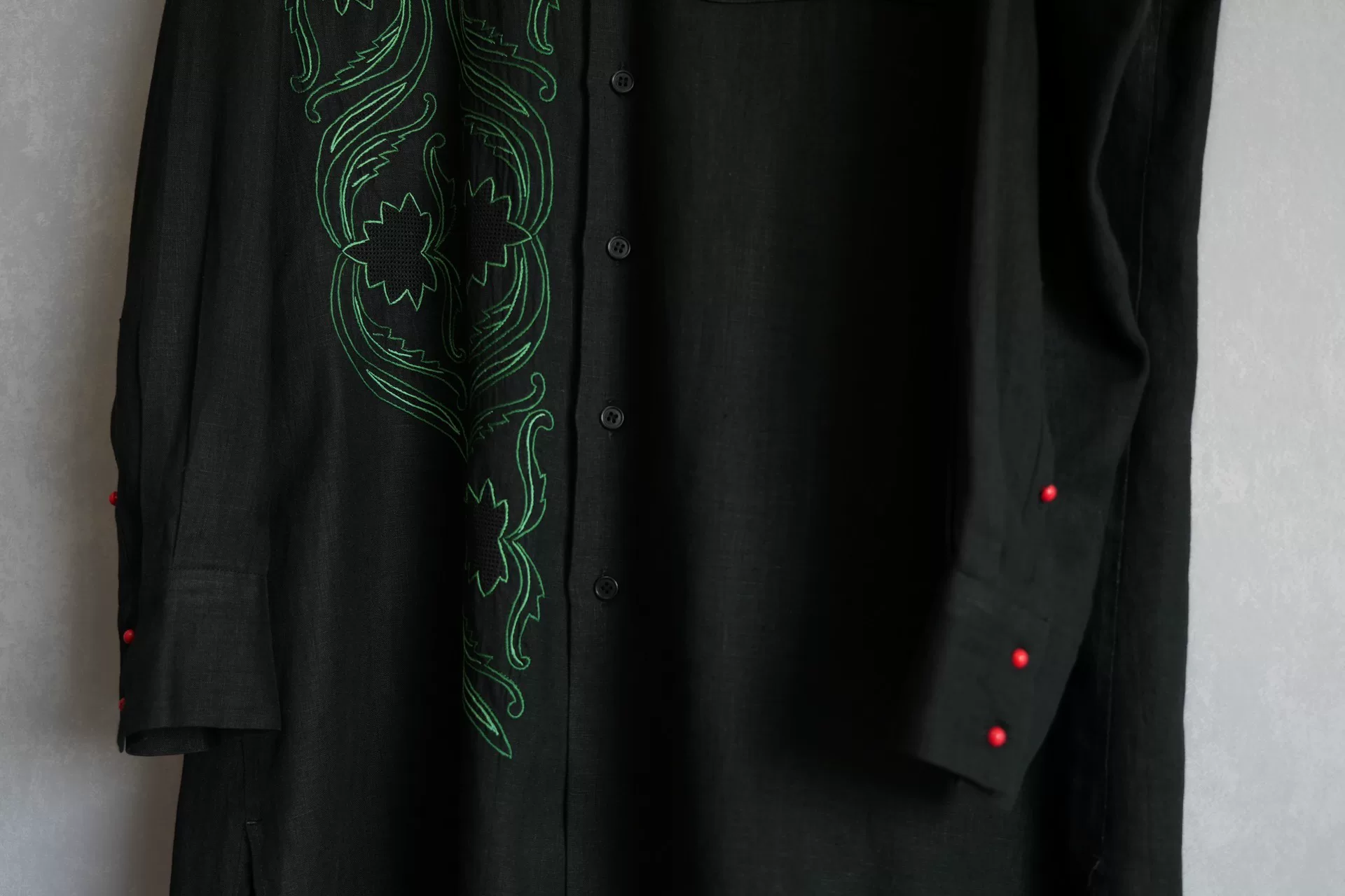 Yohji Yamamoto 98SS Embroidered Floral Shirt — detail