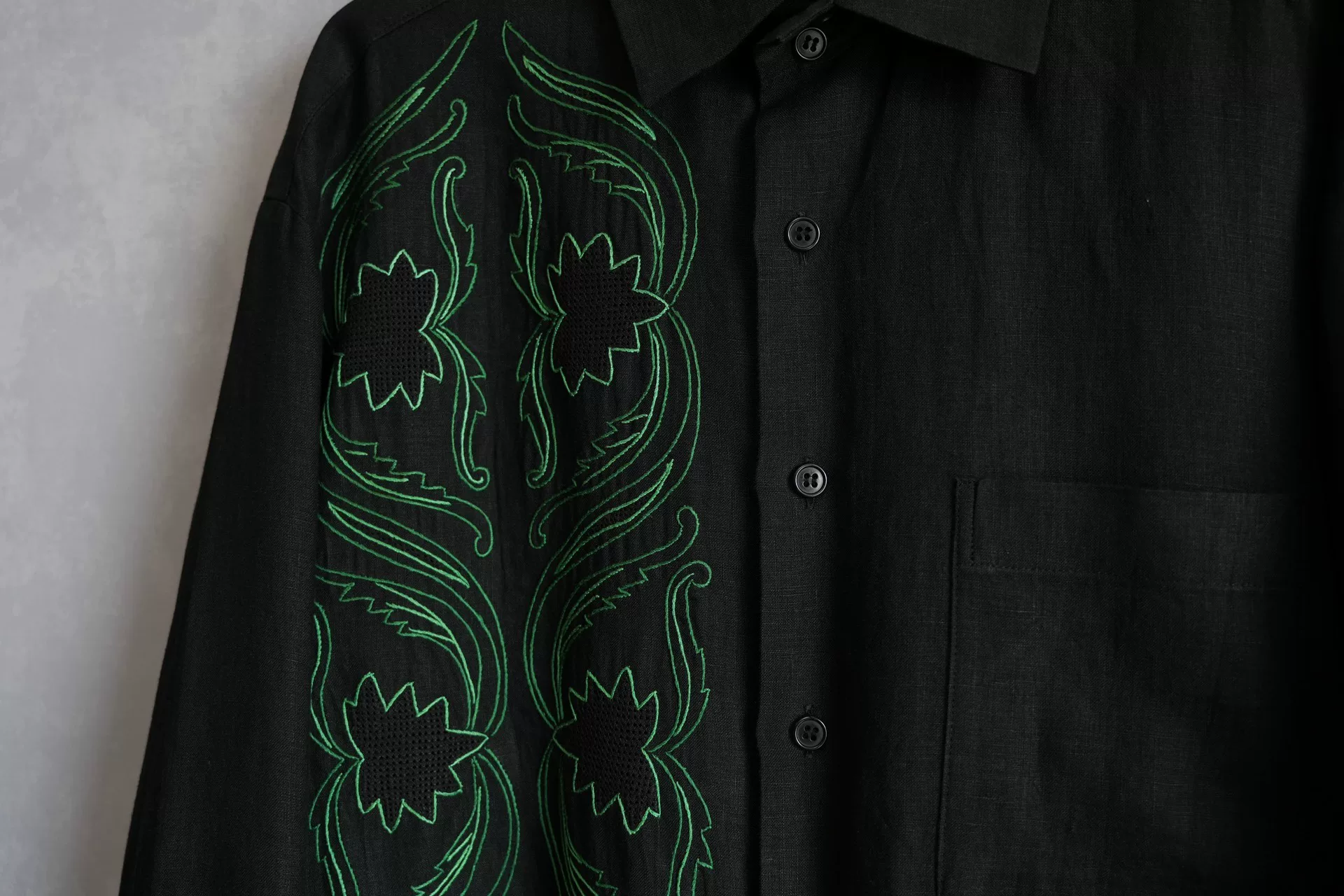 Yohji Yamamoto 98SS Embroidered Floral Shirt — front