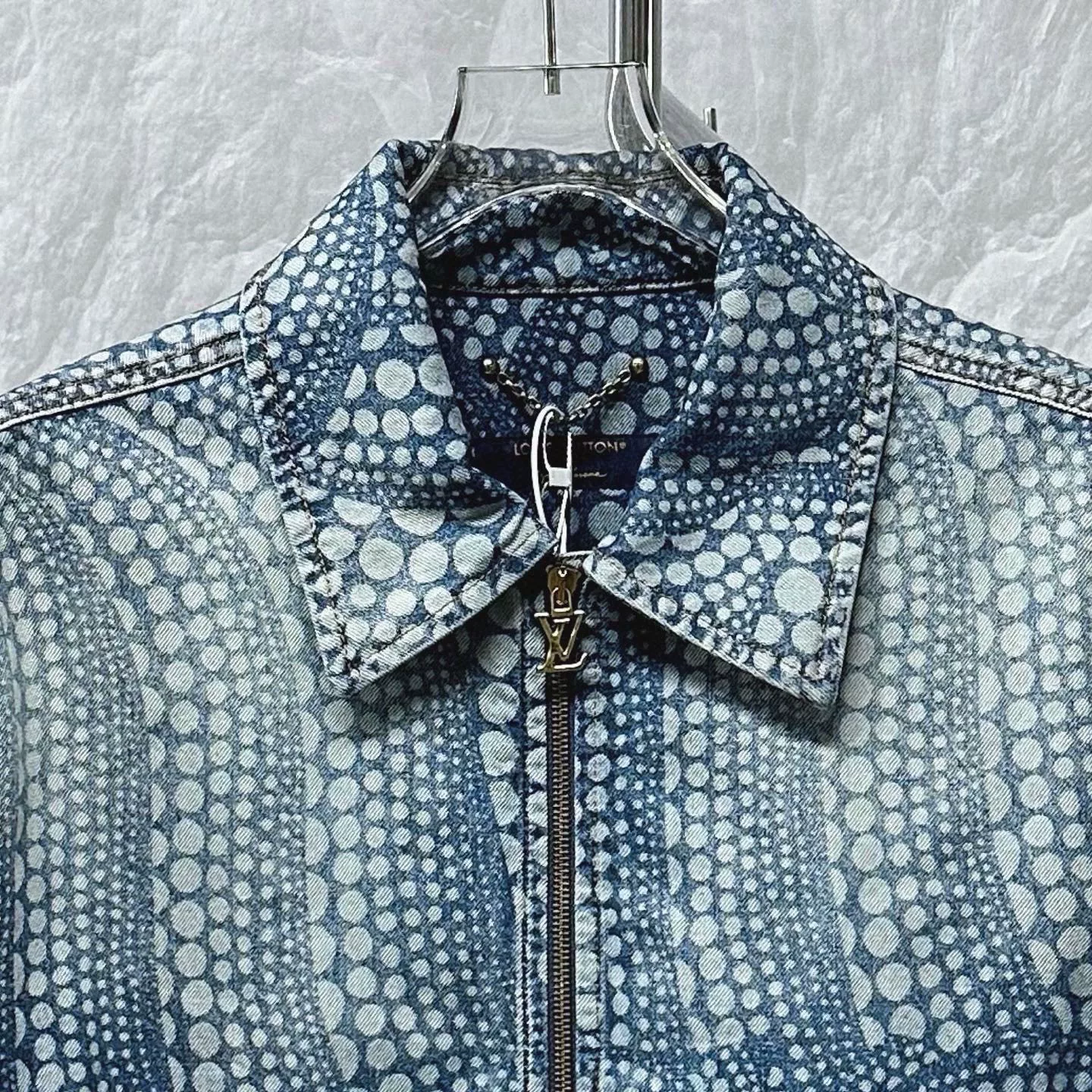Louis Vuitton Polka Dot Zip Denim Jacket — detail