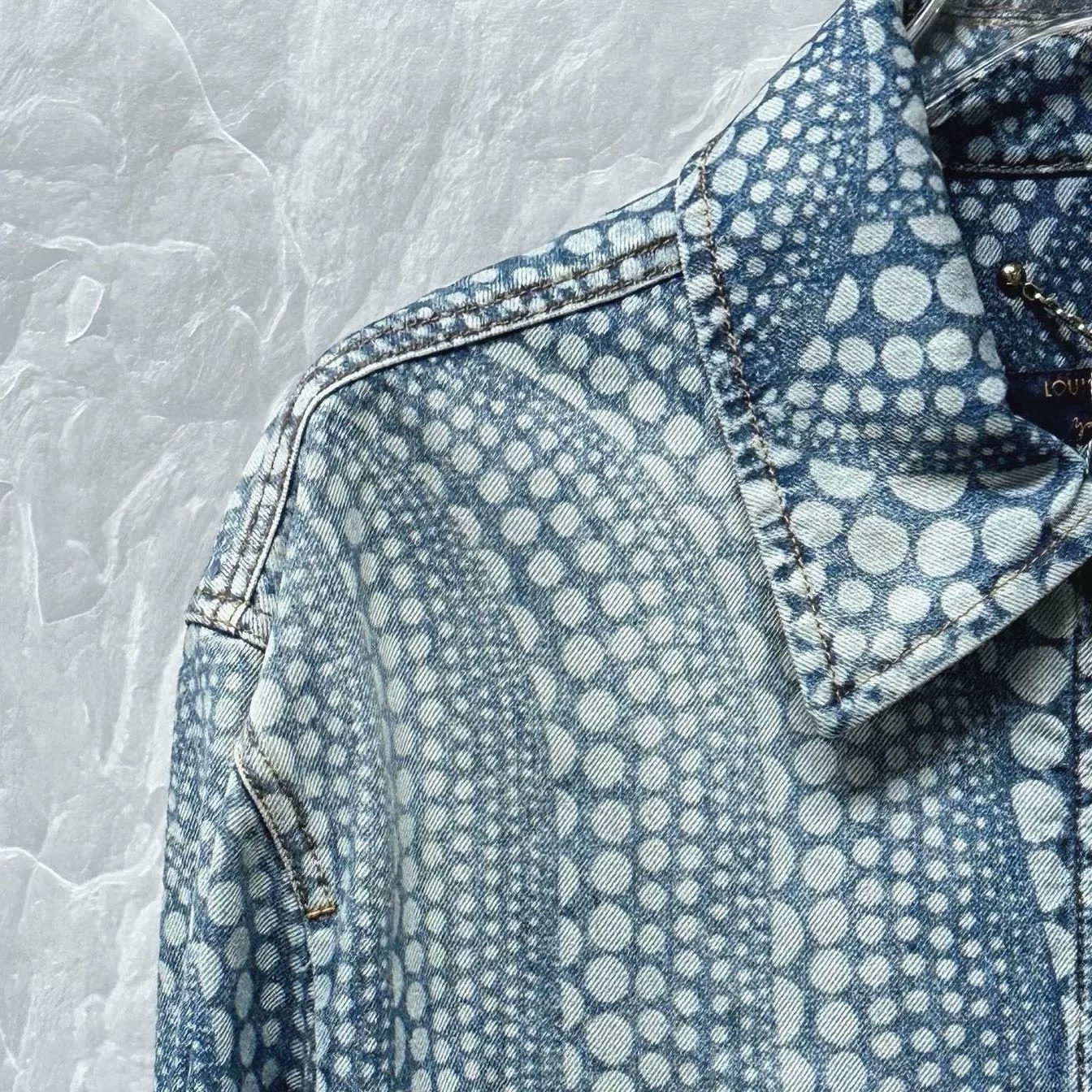 Louis Vuitton Polka Dot Zip Denim Jacket — back