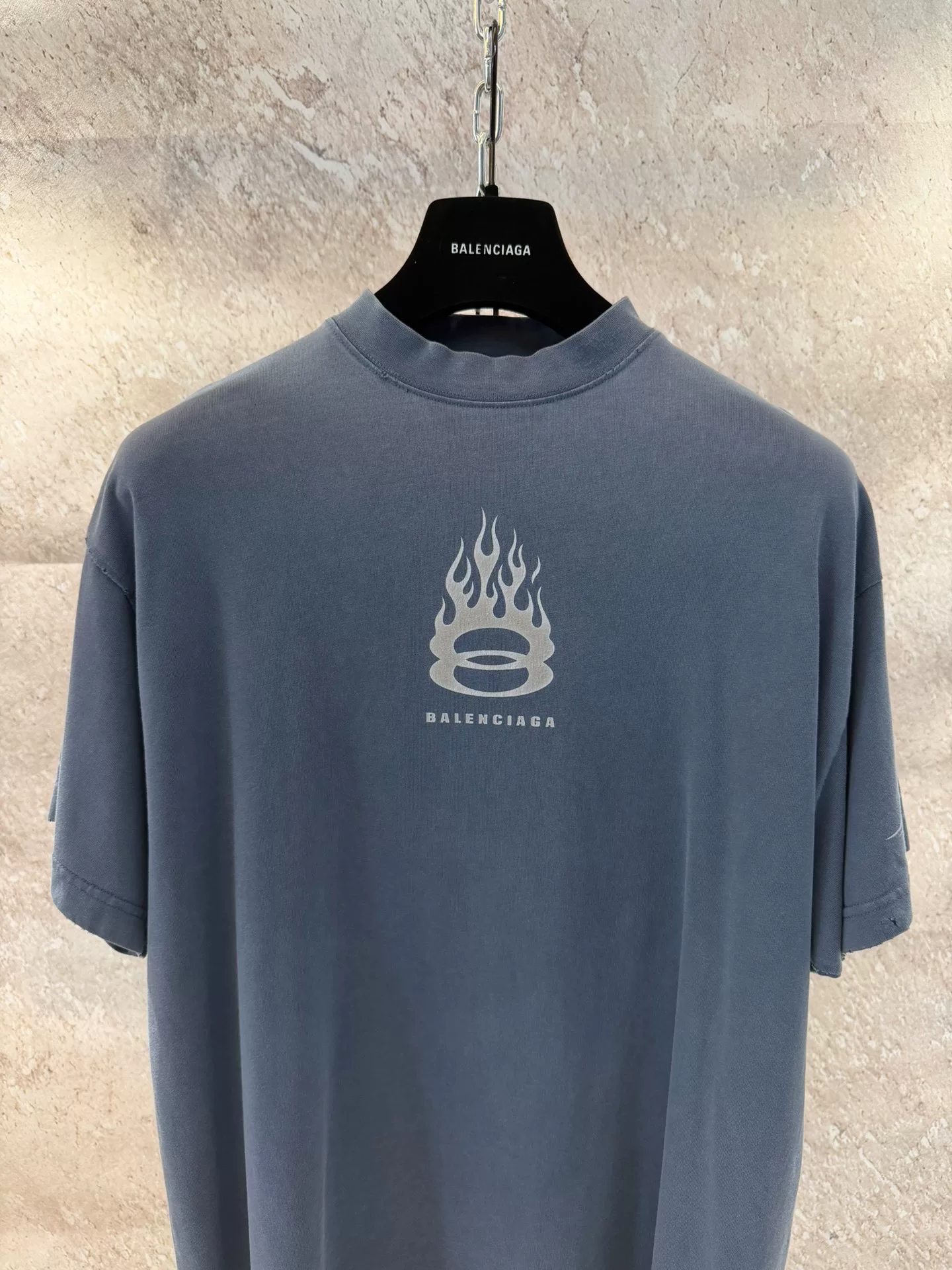 Balenciaga Flame Double-Ring Logo T-Shirt — detail