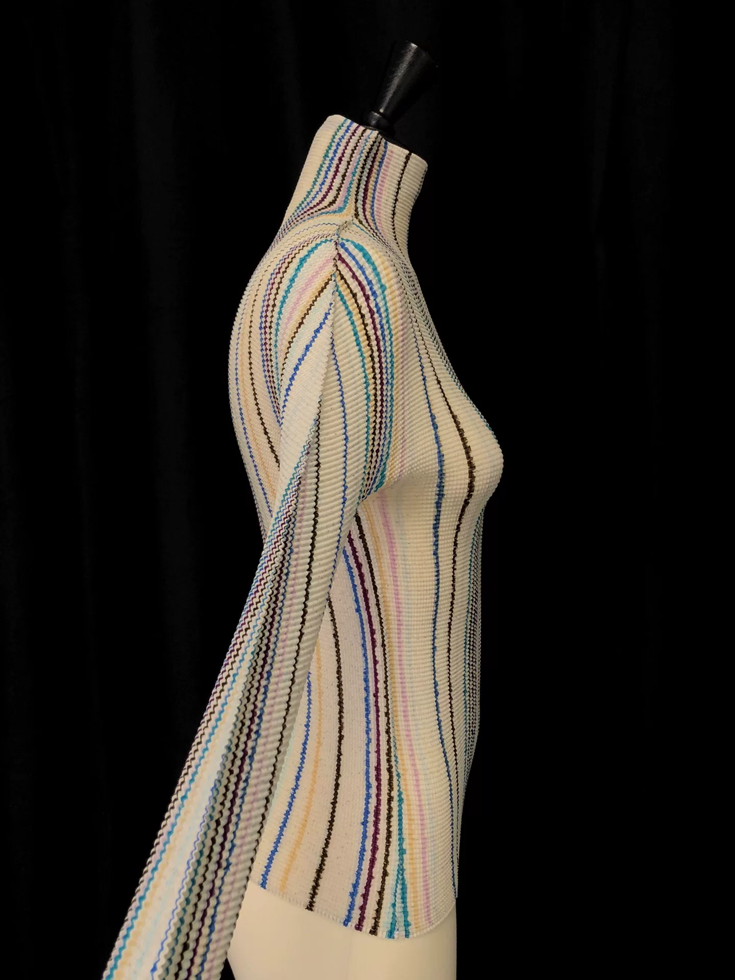 Issey Miyake Pleated Stripe Top — front