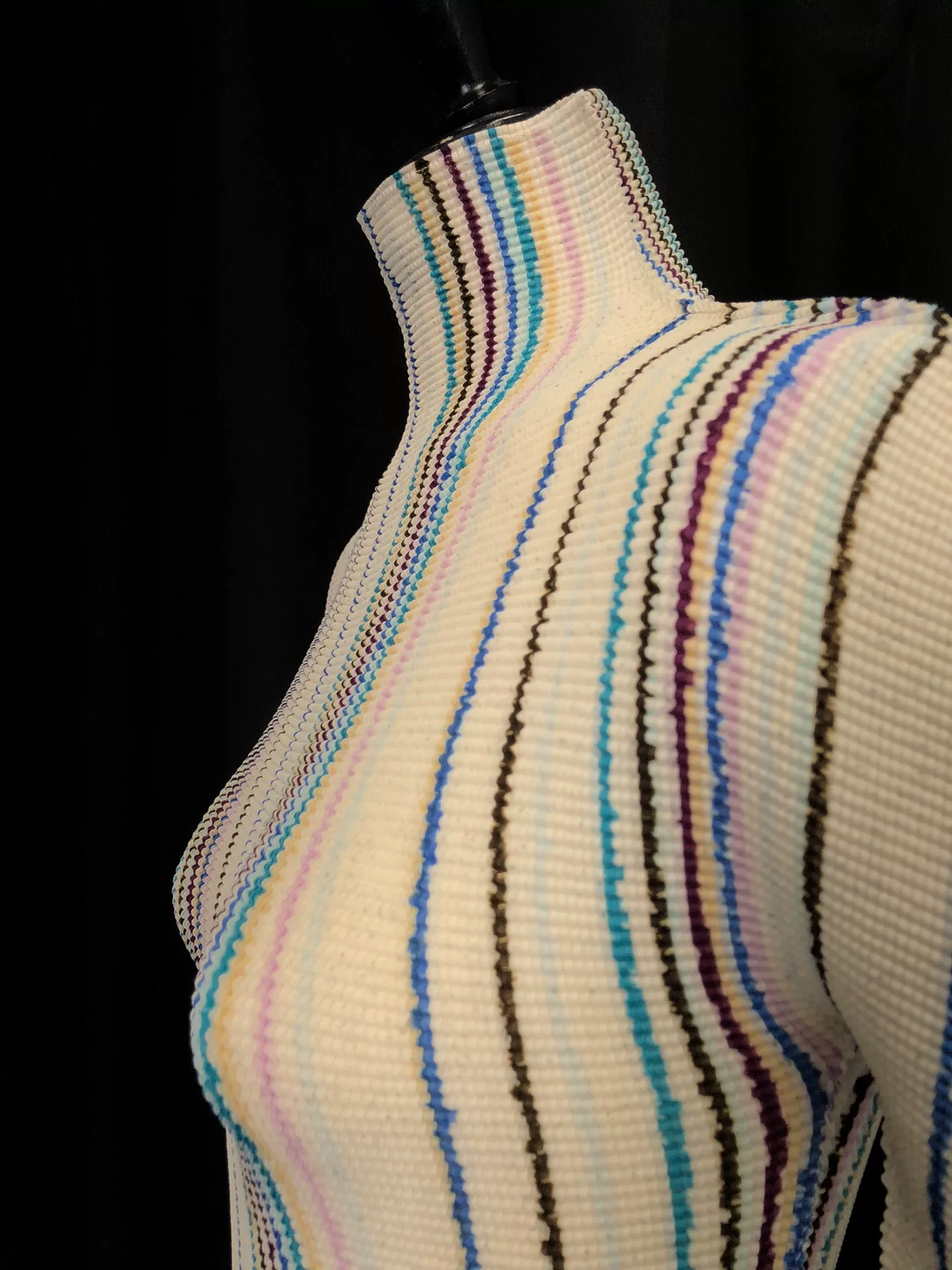 Issey Miyake Pleated Stripe Top — detail