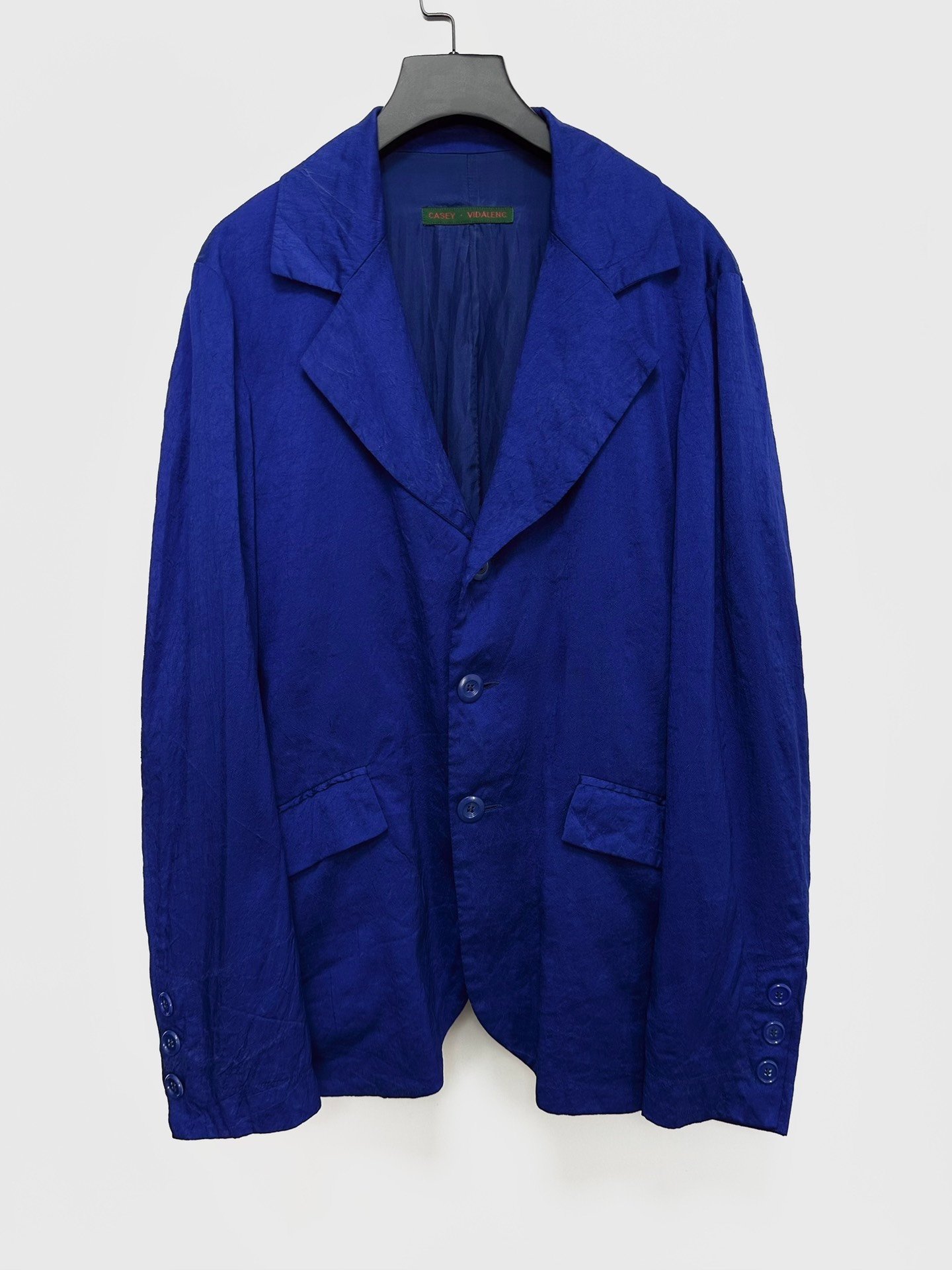 Casey Vidalenc Silk Klein Blue Coat — front
