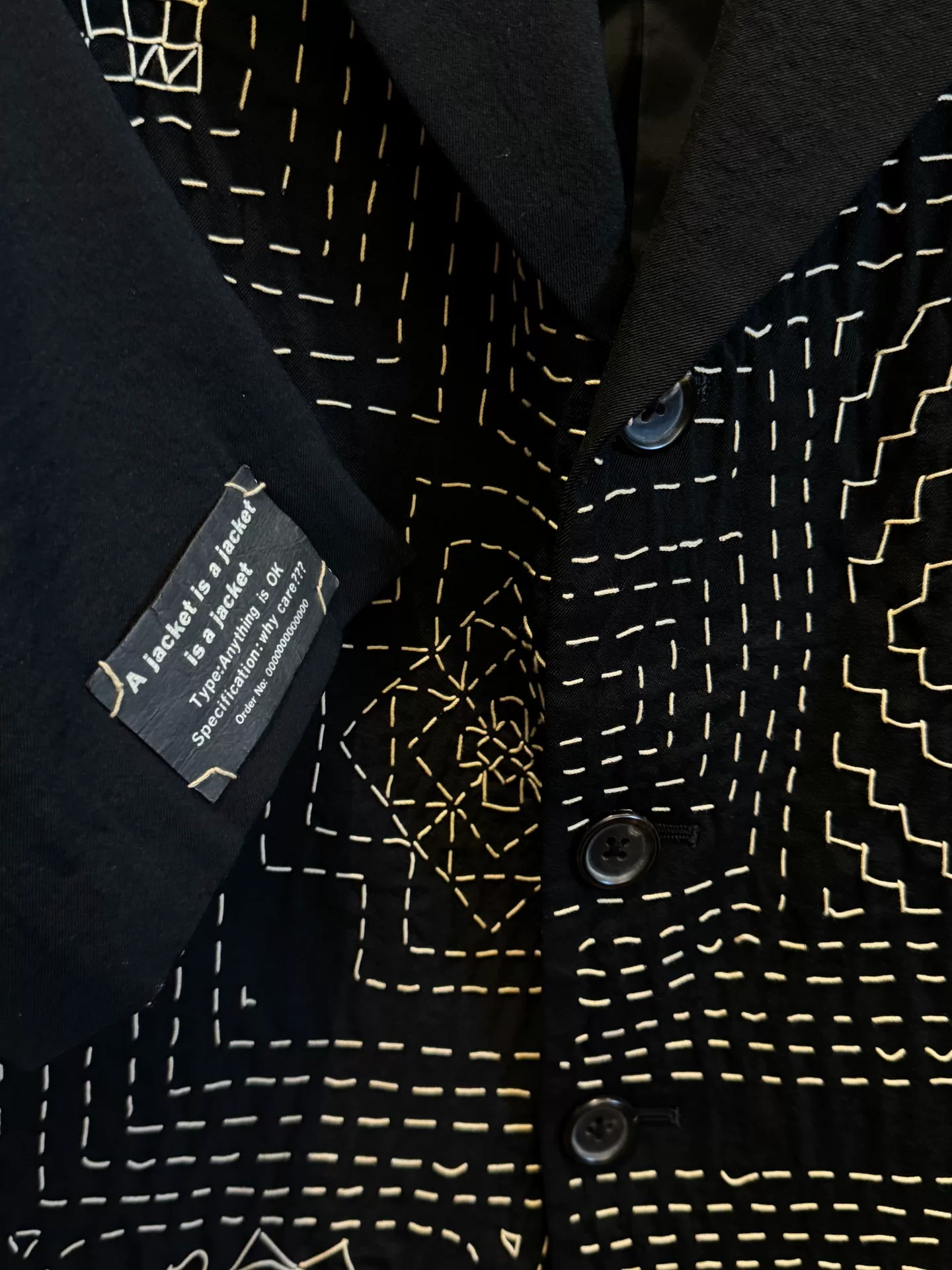 Yohji Yamamoto 95SS Sashiko Blazer — front