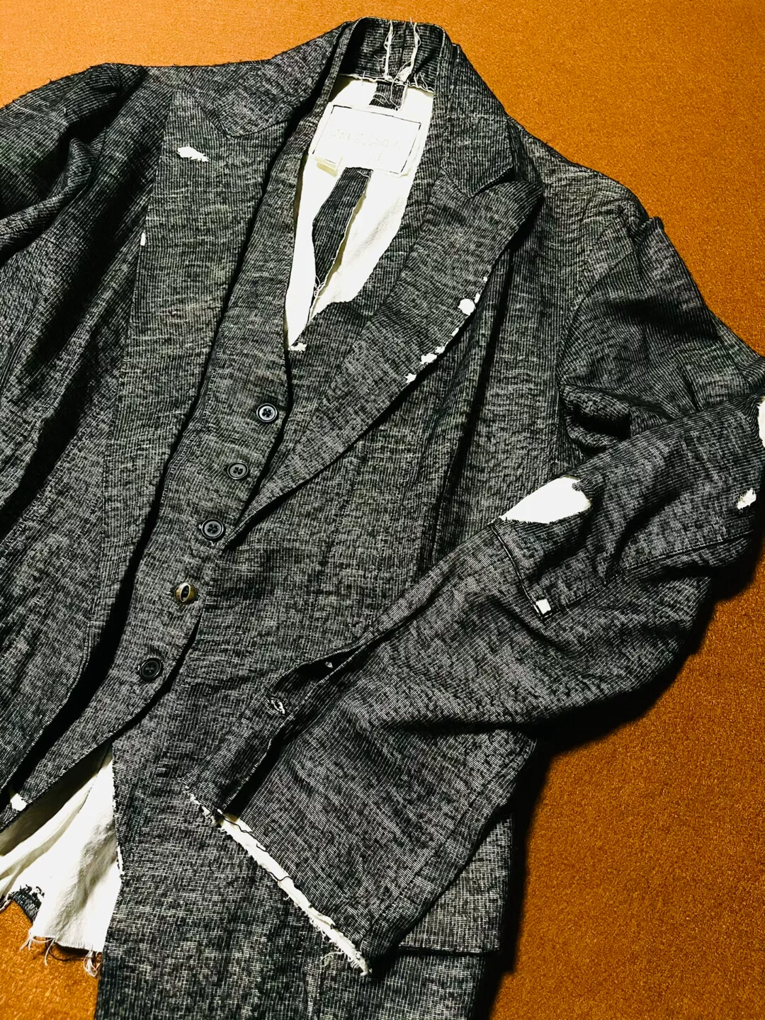 Greg Lauren Distressed Fake Two-Piece Jacket — back
