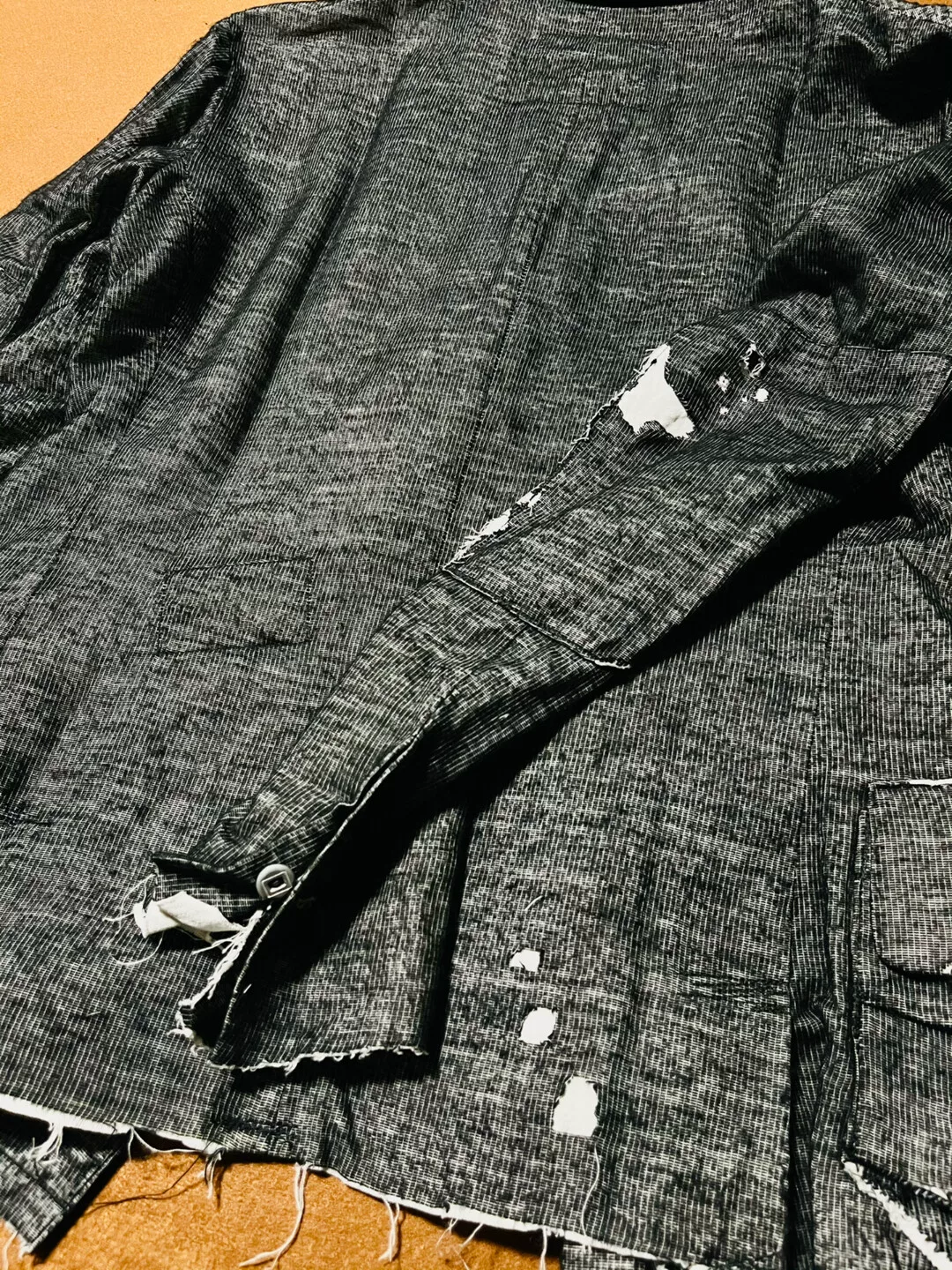Greg Lauren Distressed Fake Two-Piece Jacket — detail
