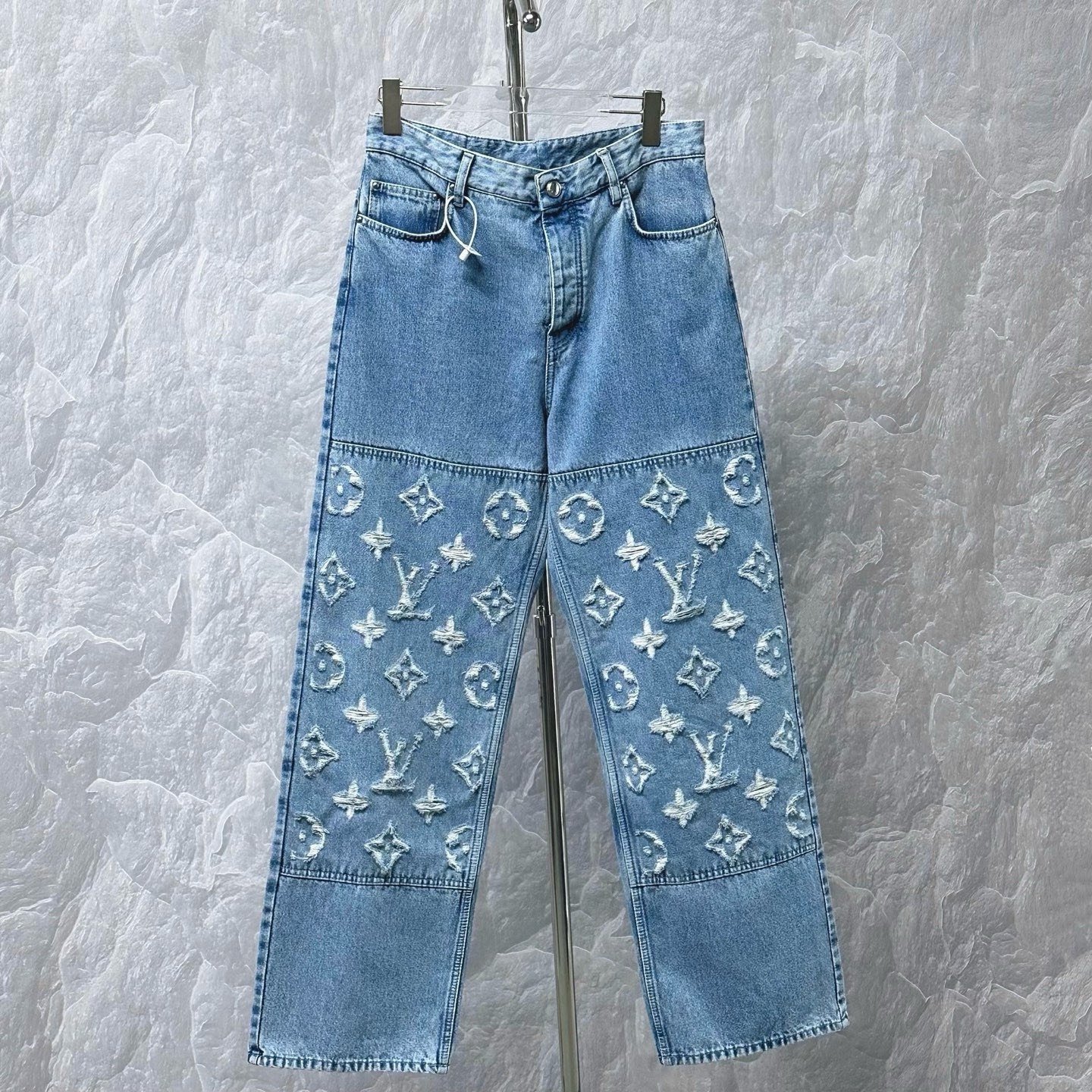 Louis Vuitton SS25 Distressed Logo Denim Pants