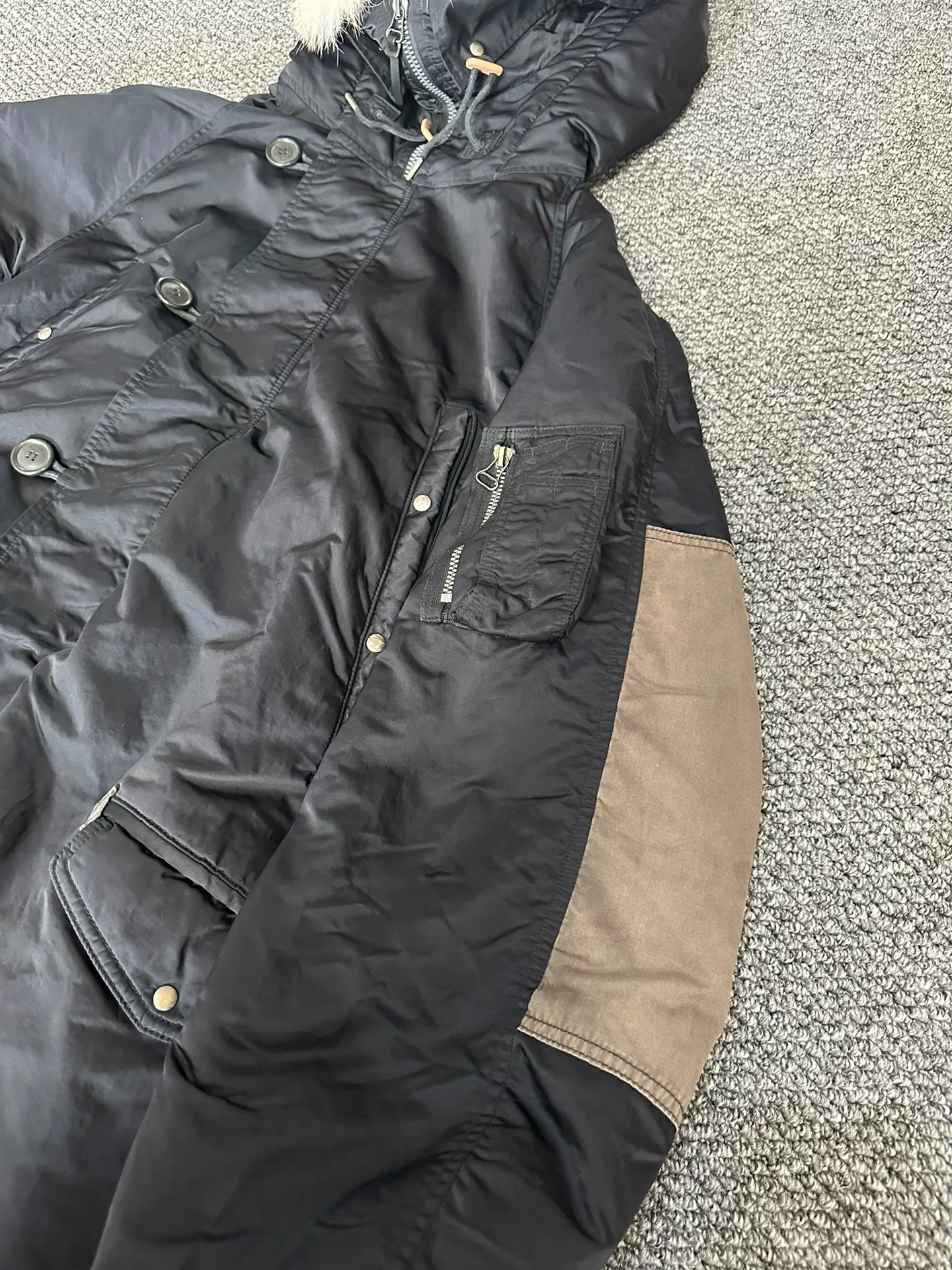 visvim 17AW First Gen Wolf Fur Coat — front