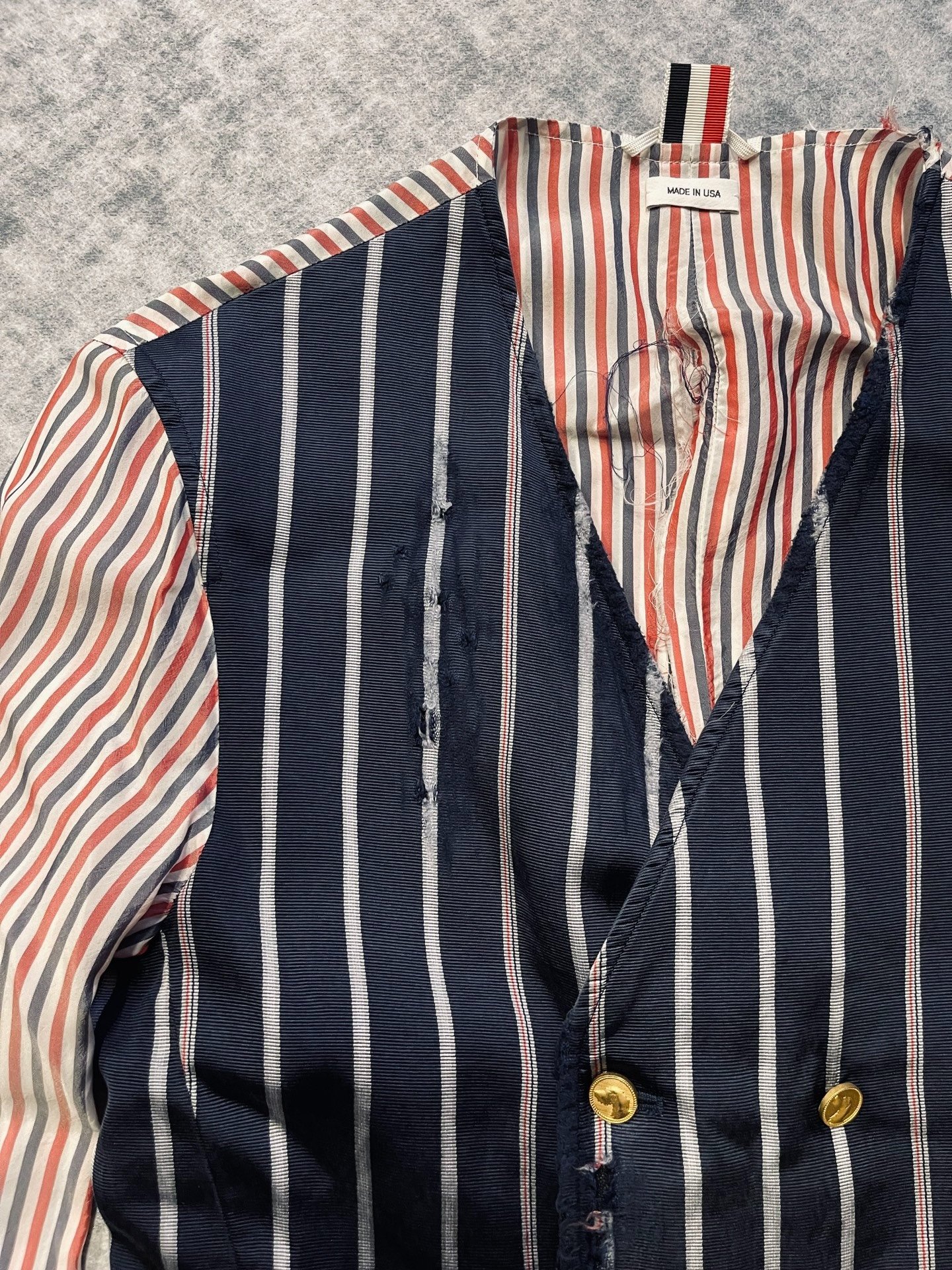 Thom Browne Distressed Runway Long Blazer — front