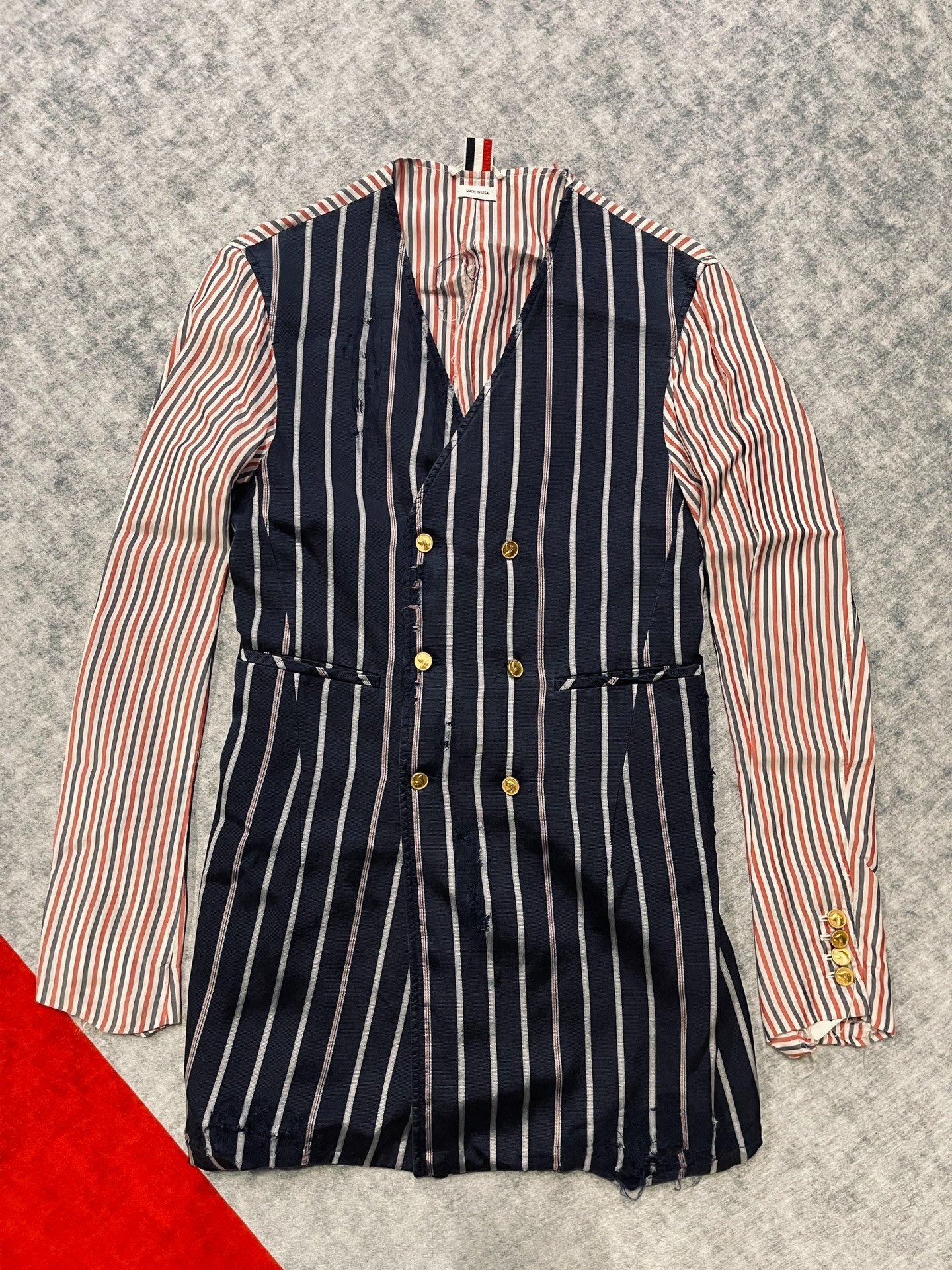 Thom Browne Distressed Runway Long Blazer