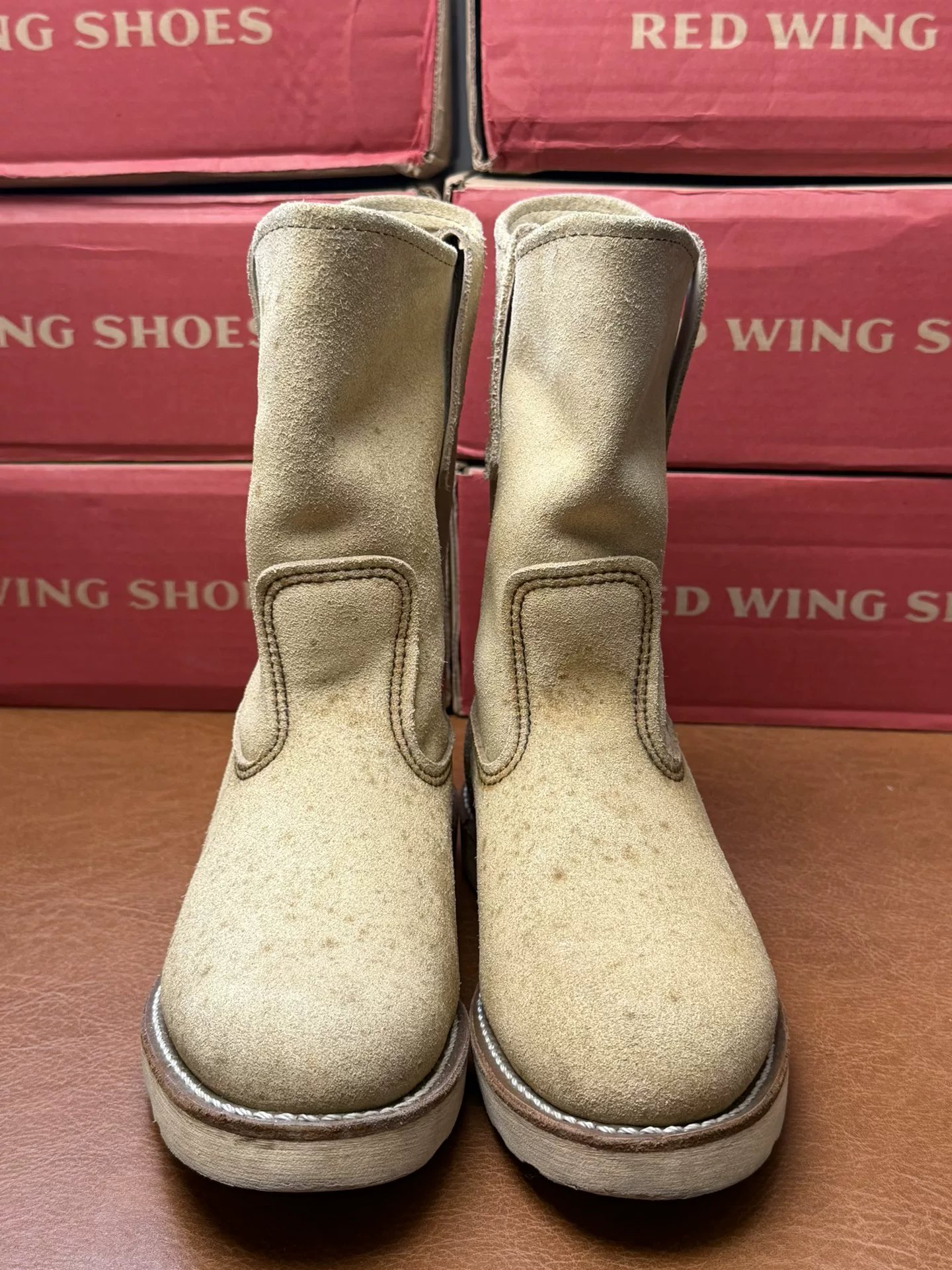 Red Wing Beige Suede Mid-Calf Boots — front