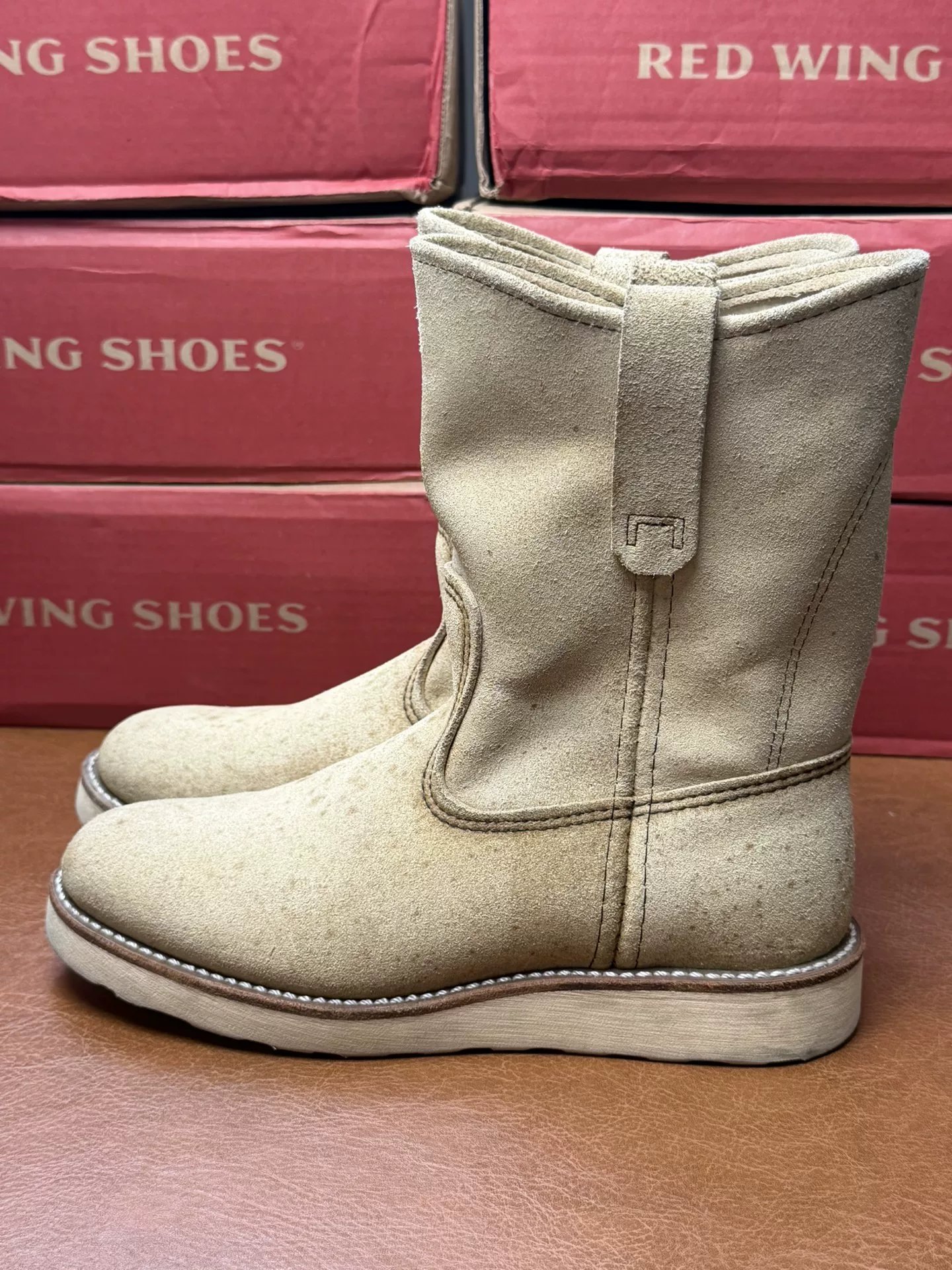 Red Wing Beige Suede Mid-Calf Boots